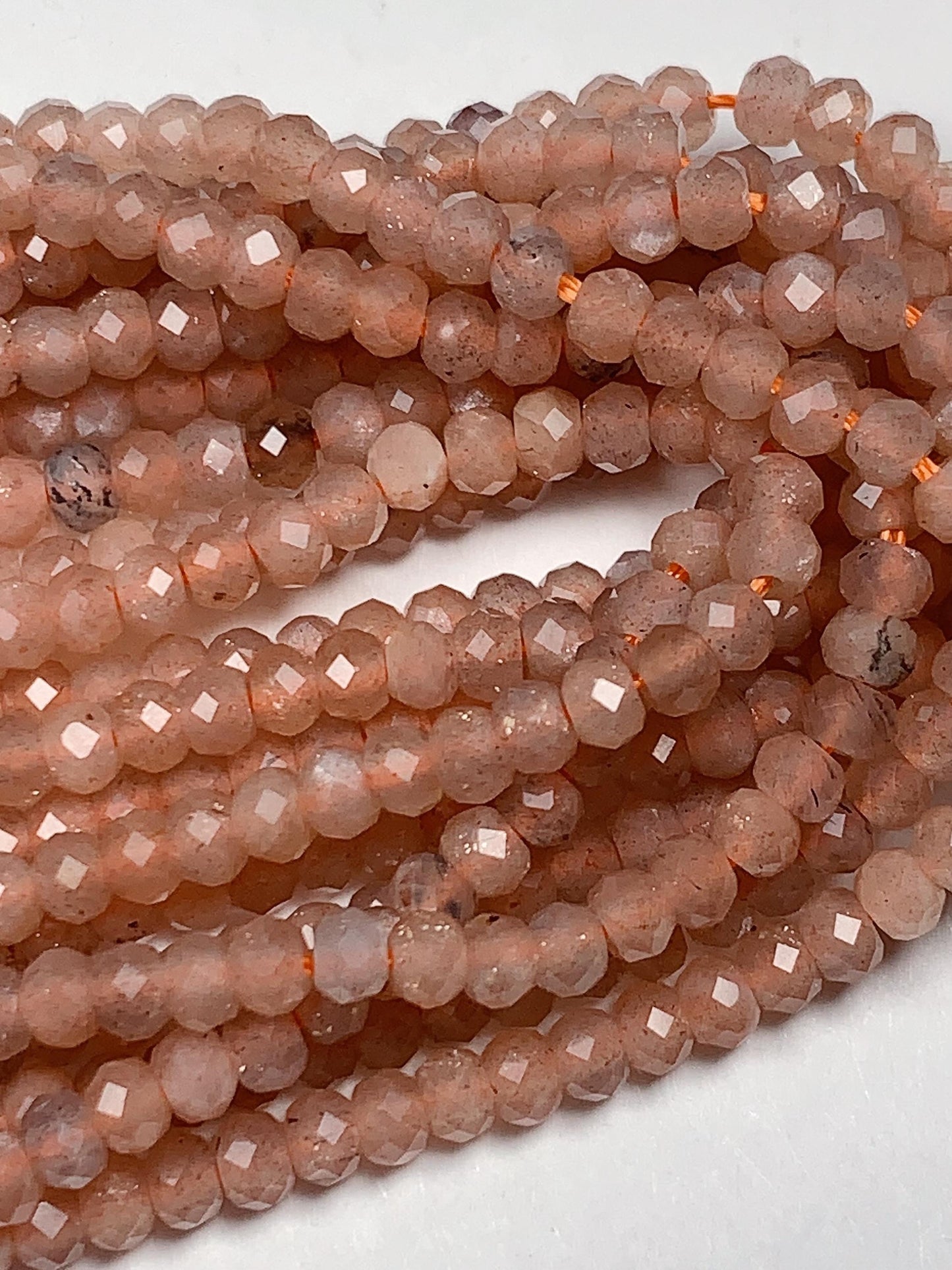 2x3mm  Grade AAA Natural light Orange Sunstone Faceted Rondelle Beads 15.5" Strand