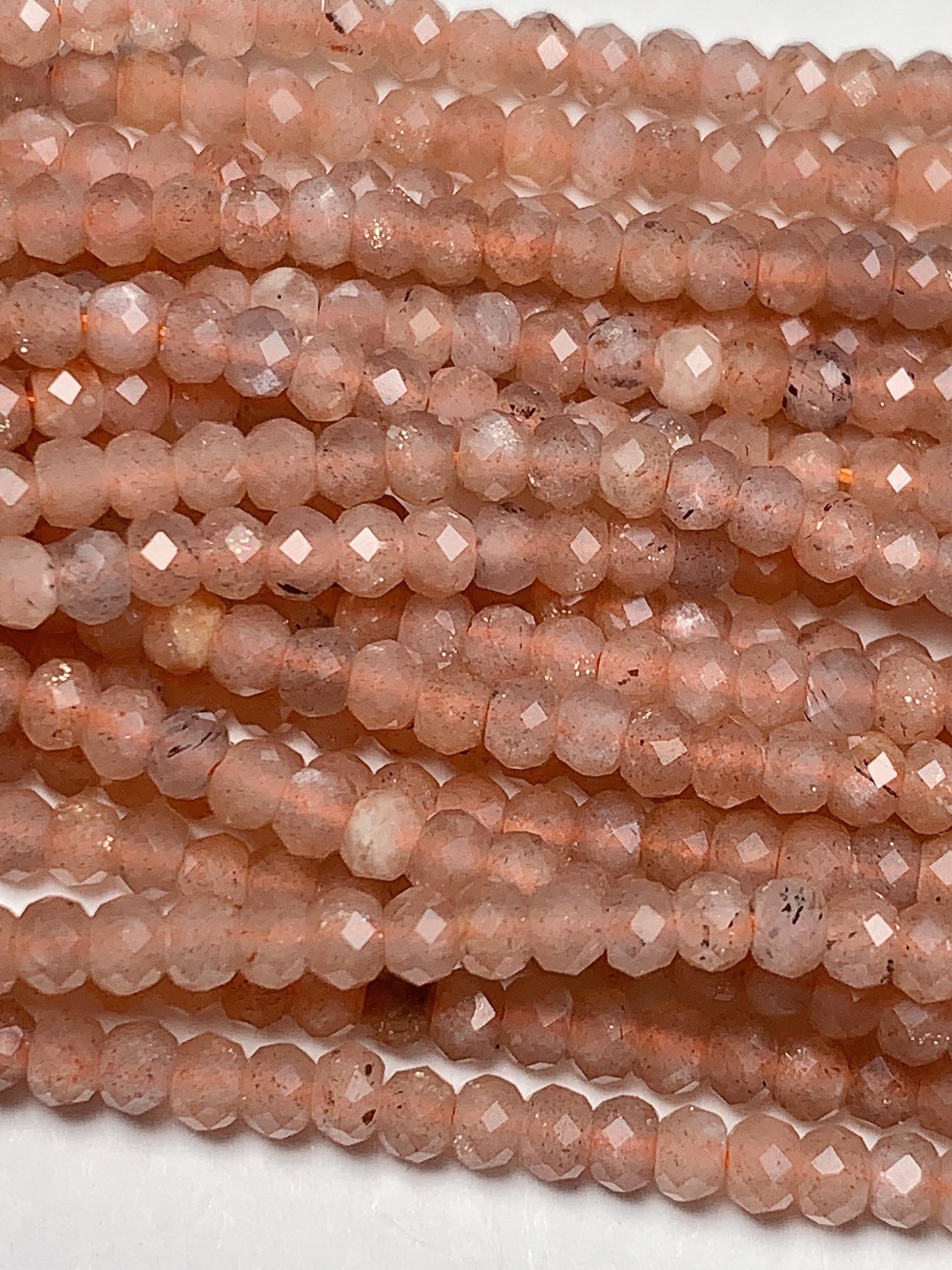 2x3mm  Grade AAA Natural light Orange Sunstone Faceted Rondelle Beads 15.5" Strand