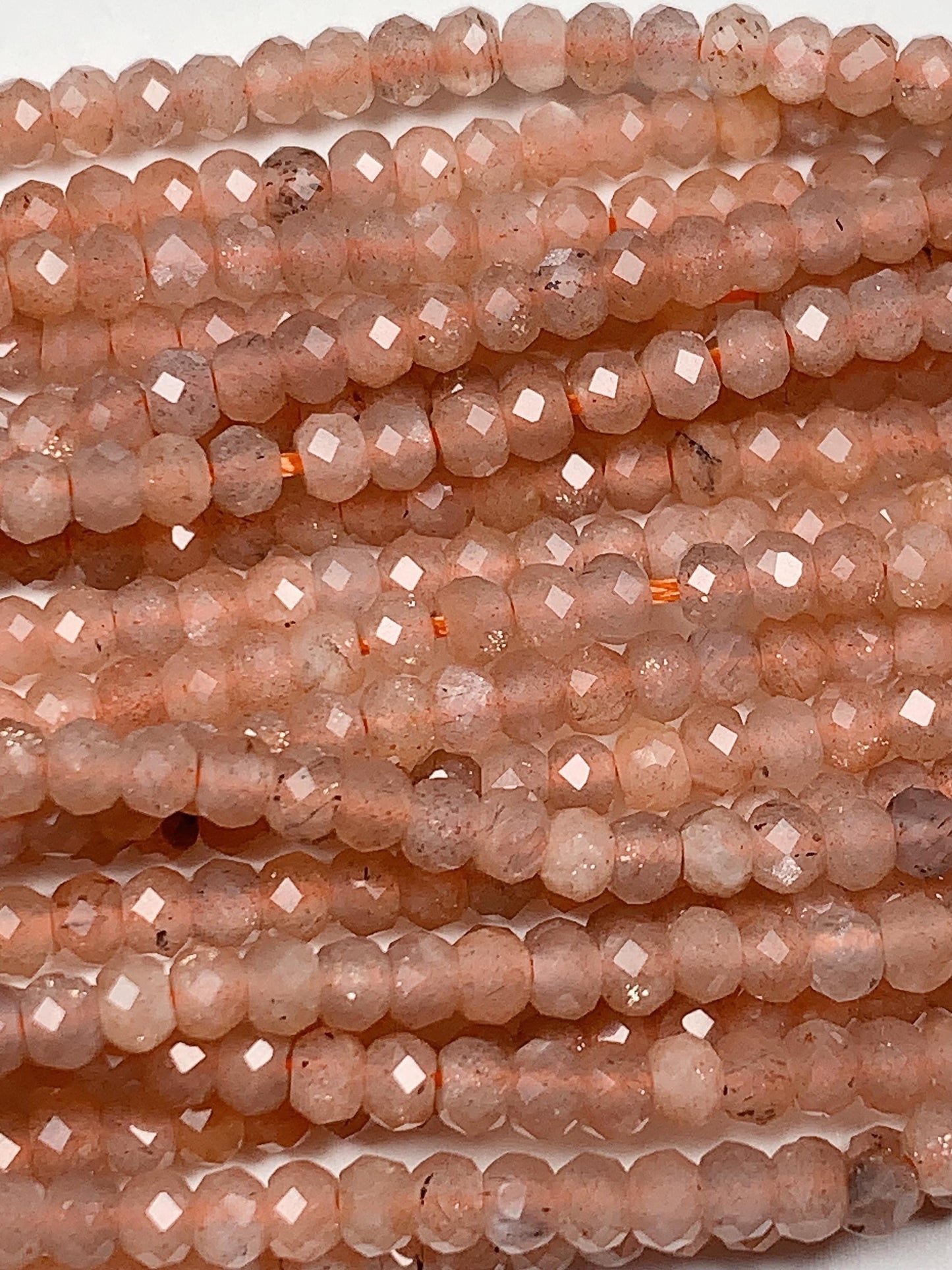 2x3mm  Grade AAA Natural light Orange Sunstone Faceted Rondelle Beads 15.5" Strand