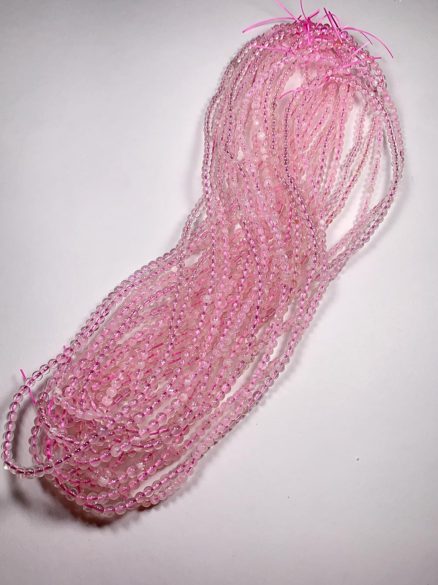 Grade AAA Genuine Natural  Pink Phantom Snow Snowflake Smooth Round Beads 15.5" Strand 4mm