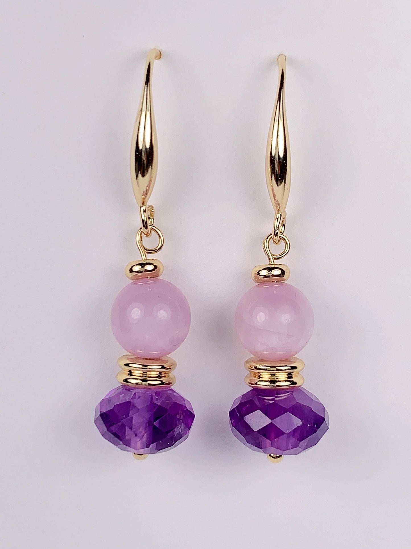 Amethyst Kunzite 14K Gold Filled Earrings: February Birthstone