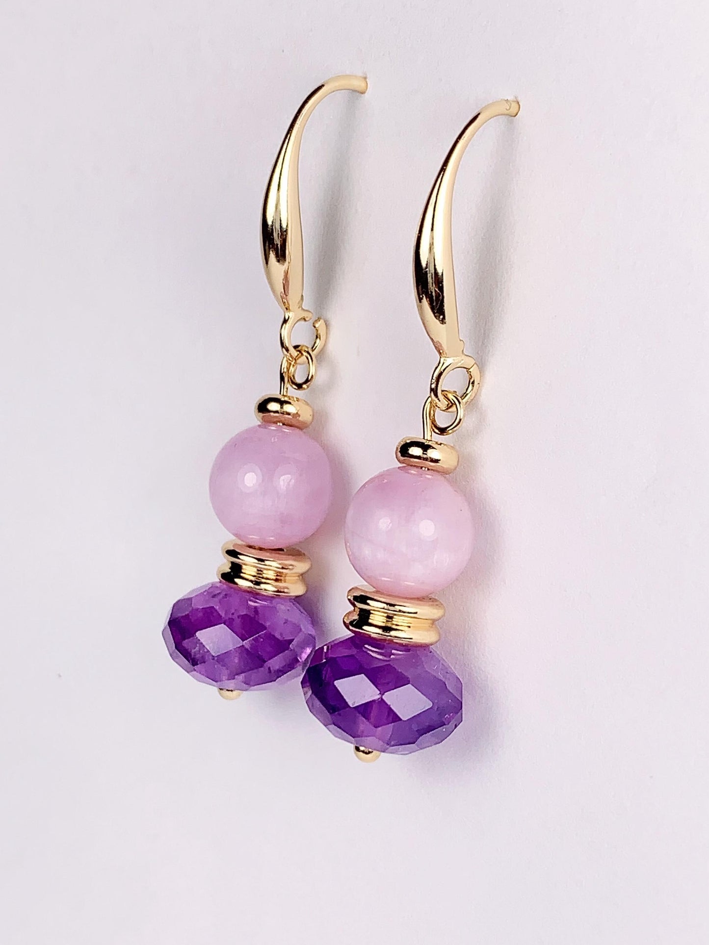 Amethyst Kunzite 14K Gold Filled Earrings: February Birthstone