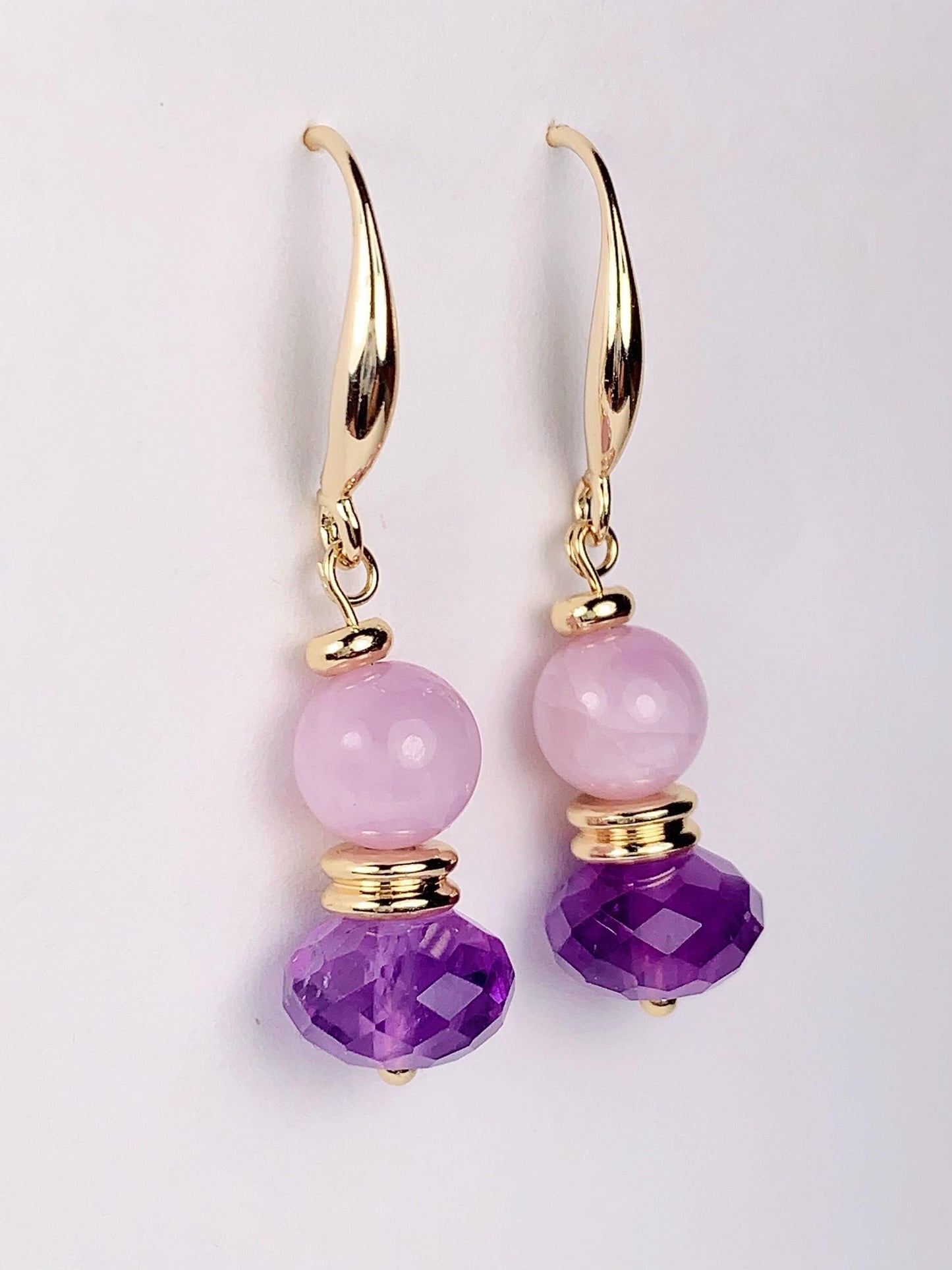 Amethyst Kunzite 14K Gold Filled Earrings: February Birthstone