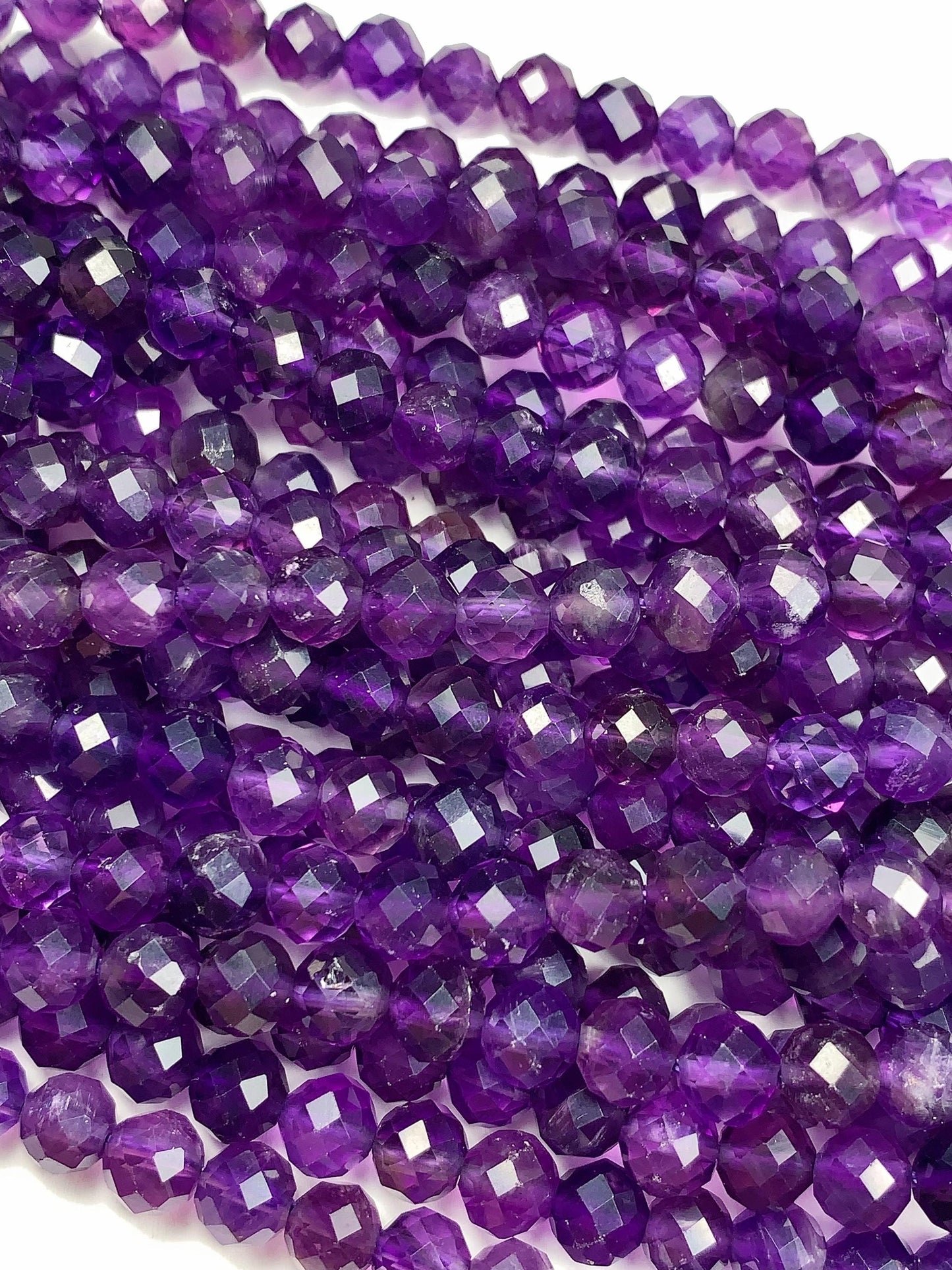 Grade AAA Genuine Natural deep Purple Amethyst faceted Round Beads 15.5" Strand