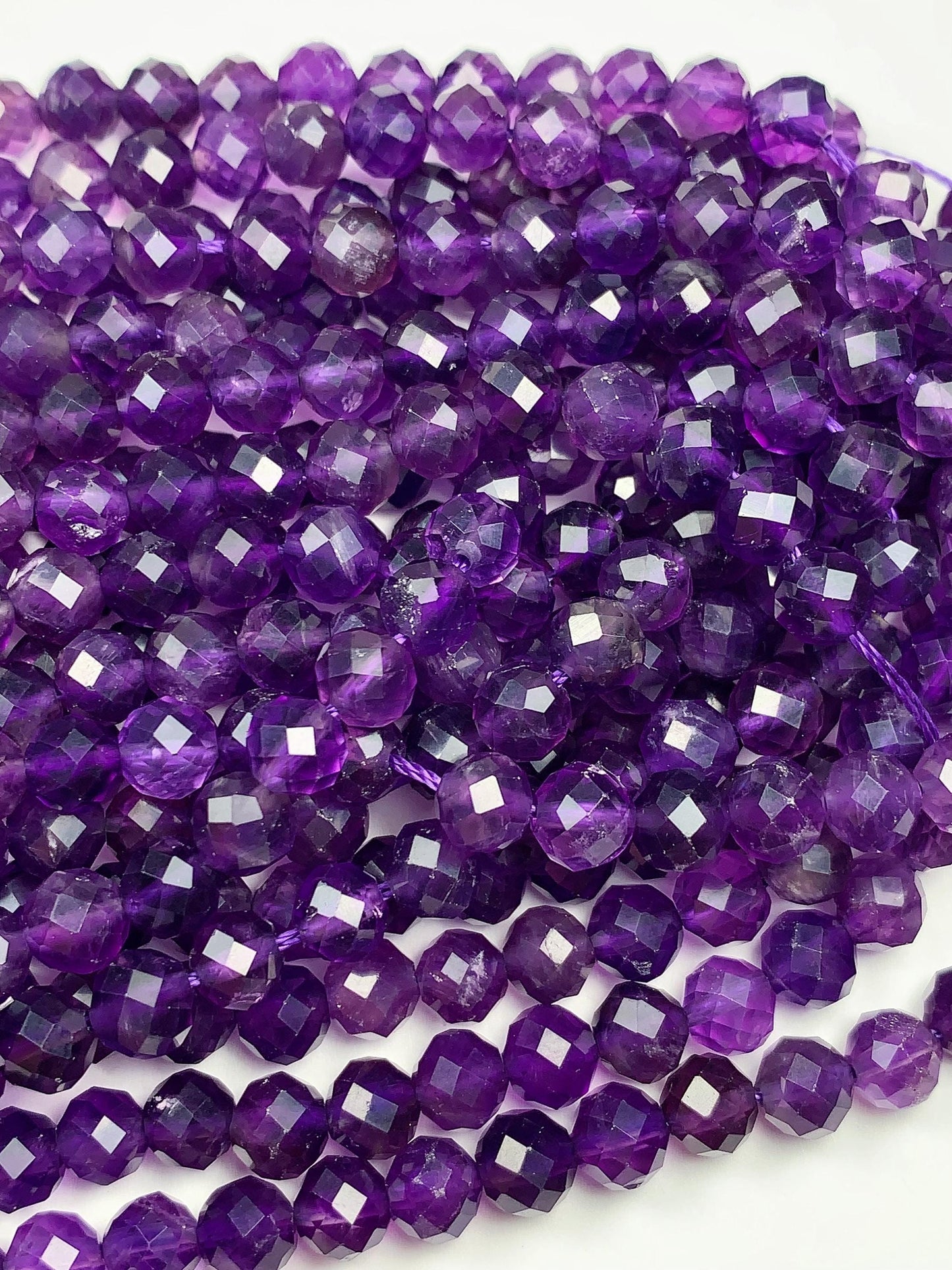 Grade AAA Genuine Natural deep Purple Amethyst faceted Round Beads 15.5" Strand