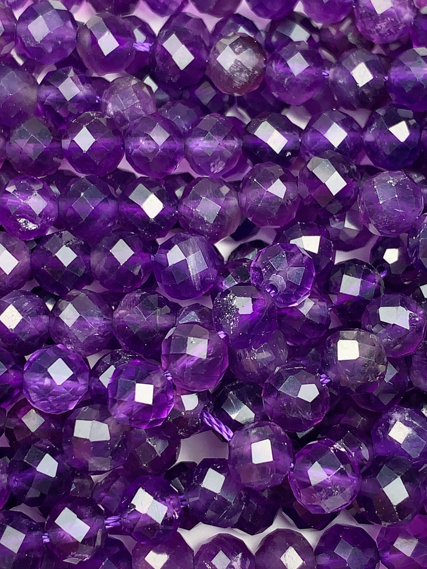 Grade AAA Genuine Natural deep Purple Amethyst faceted Round Beads 15.5" Strand