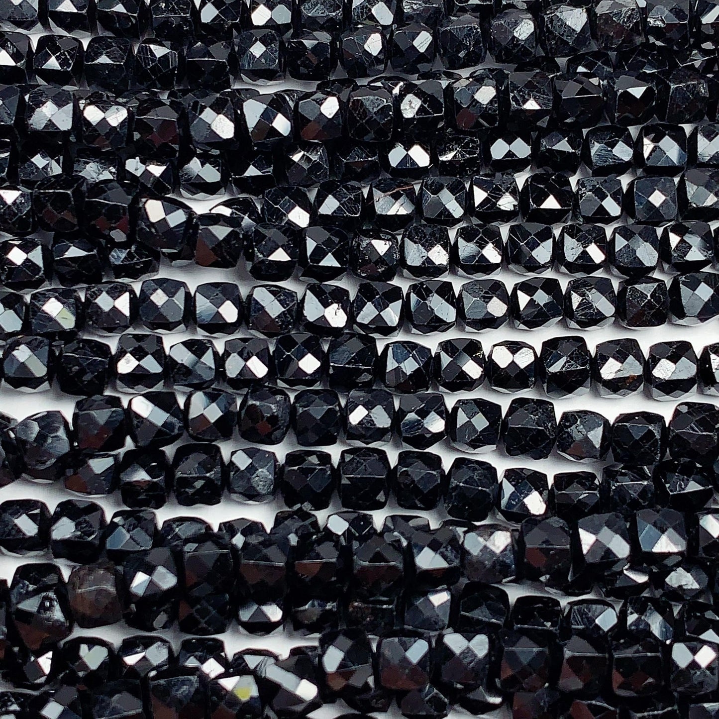 4.5mm AAA Natural Black Tourmaline Faceted Cube Beads Strand 15.5