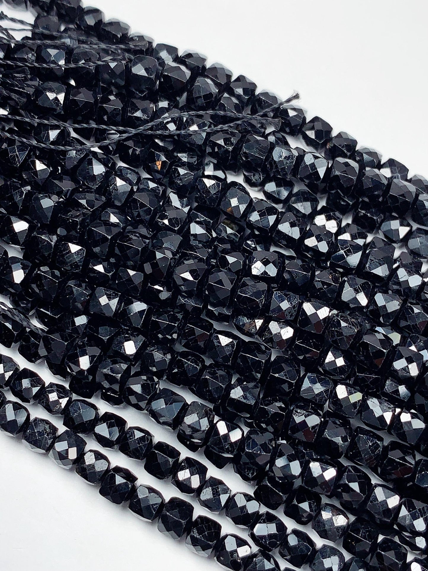 4.5mm AAA Natural Black Tourmaline Faceted Cube Beads Strand 15.5