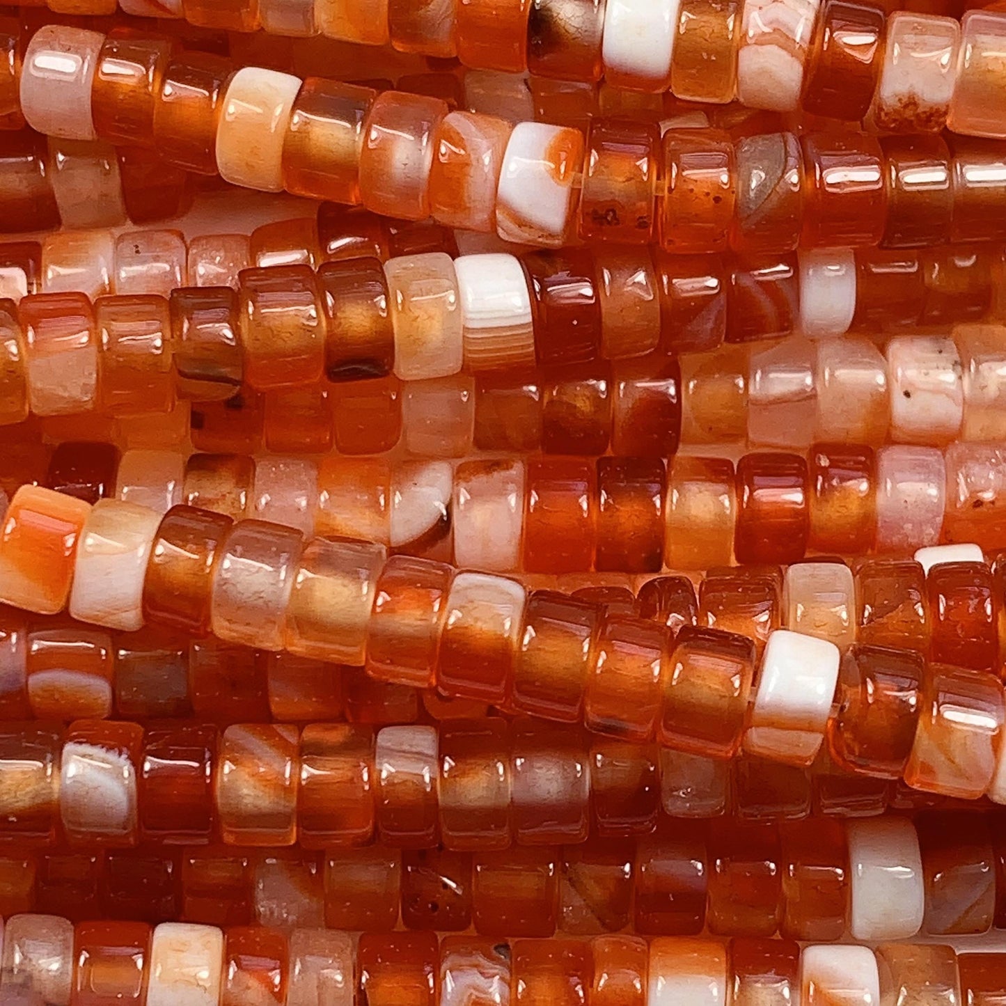 2x4mm Red Agate Heishi Disc Beads 15" Strand