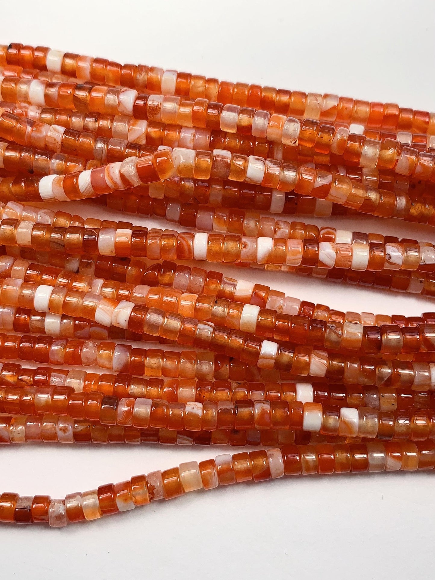 2x4mm Red Agate Heishi Disc Beads 15" Strand