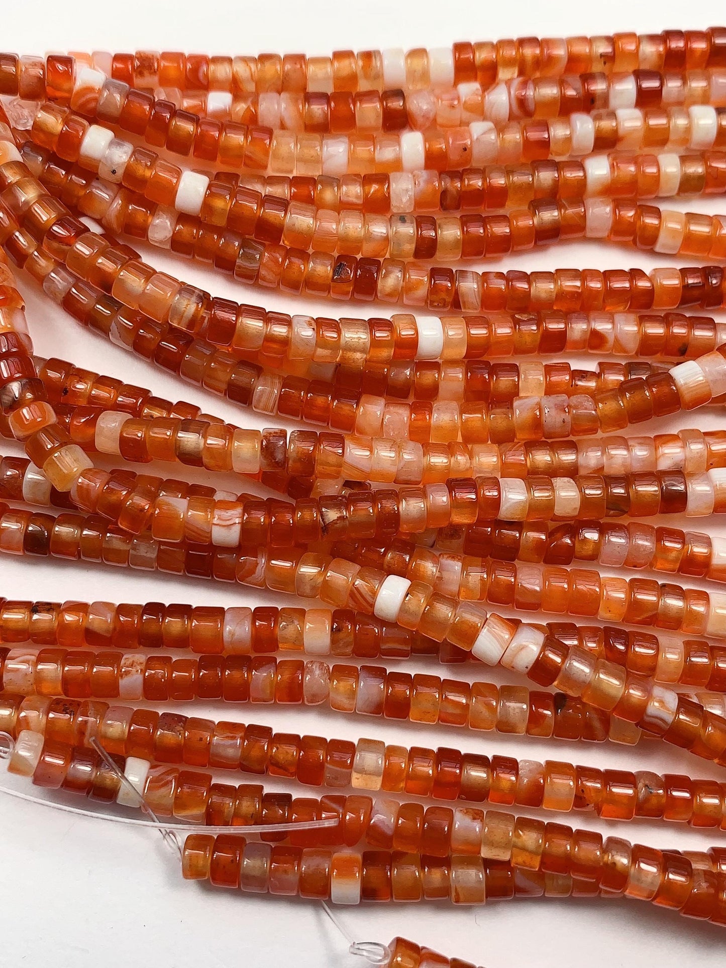 2x4mm Red Agate Heishi Disc Beads 15" Strand