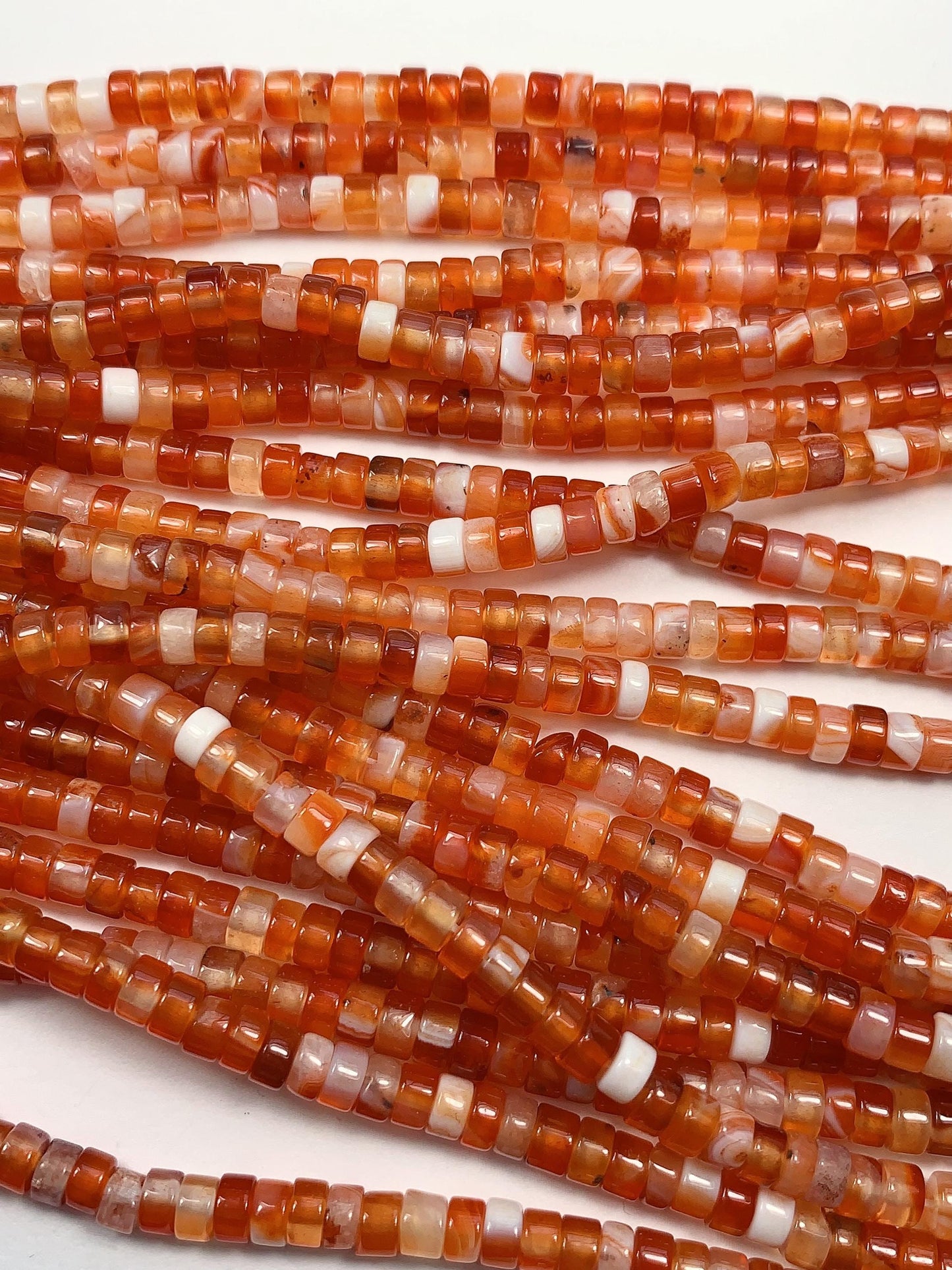 2x4mm Red Agate Heishi Disc Beads 15" Strand