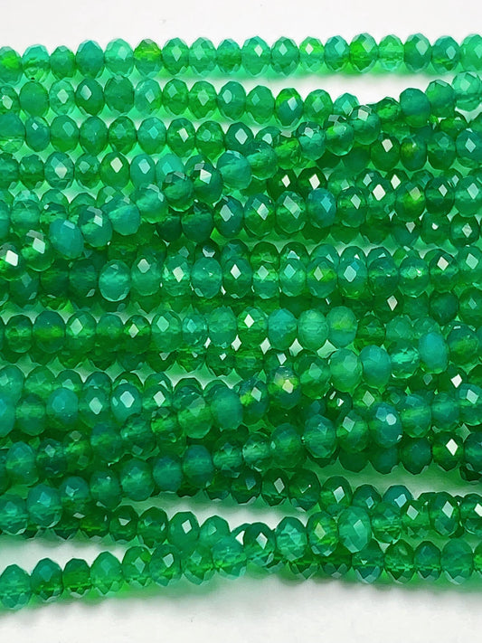 Genuine Natural Green Agate Faceted Rondelle Beads 15.5" Strand