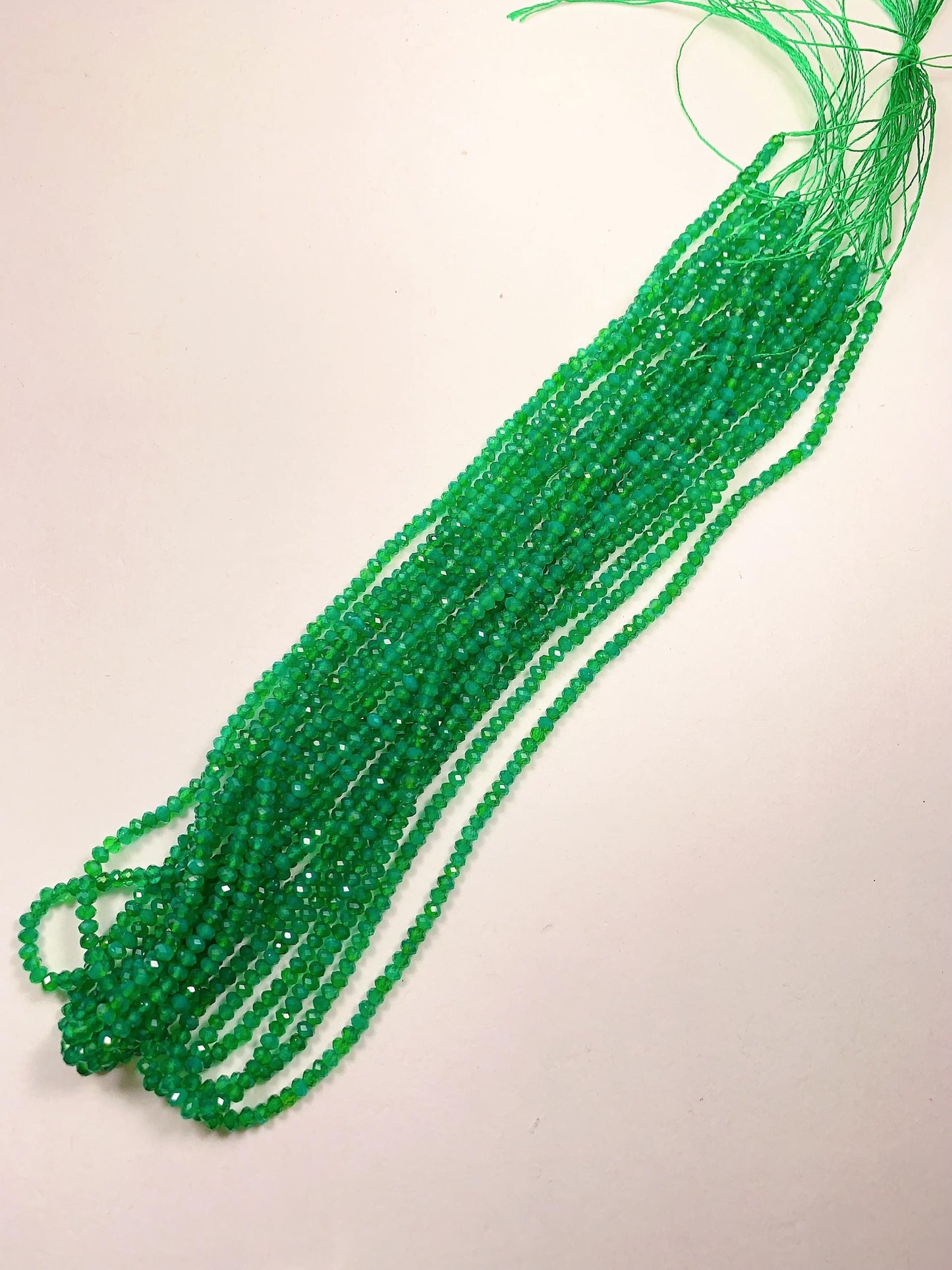 Genuine Natural Green Agate Faceted Rondelle Beads 15.5" Strand