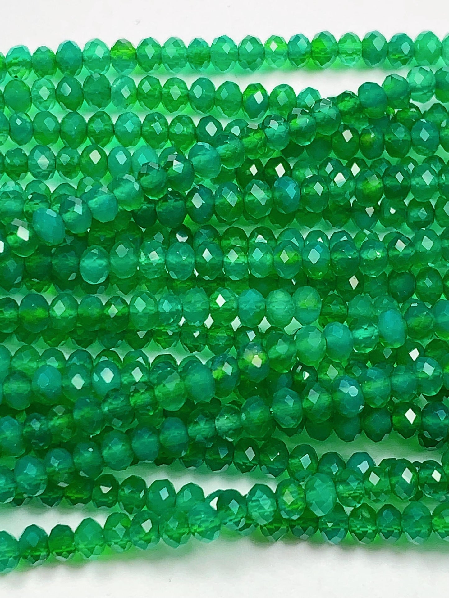 Genuine Natural Green Agate Faceted Rondelle Beads 15.5" Strand