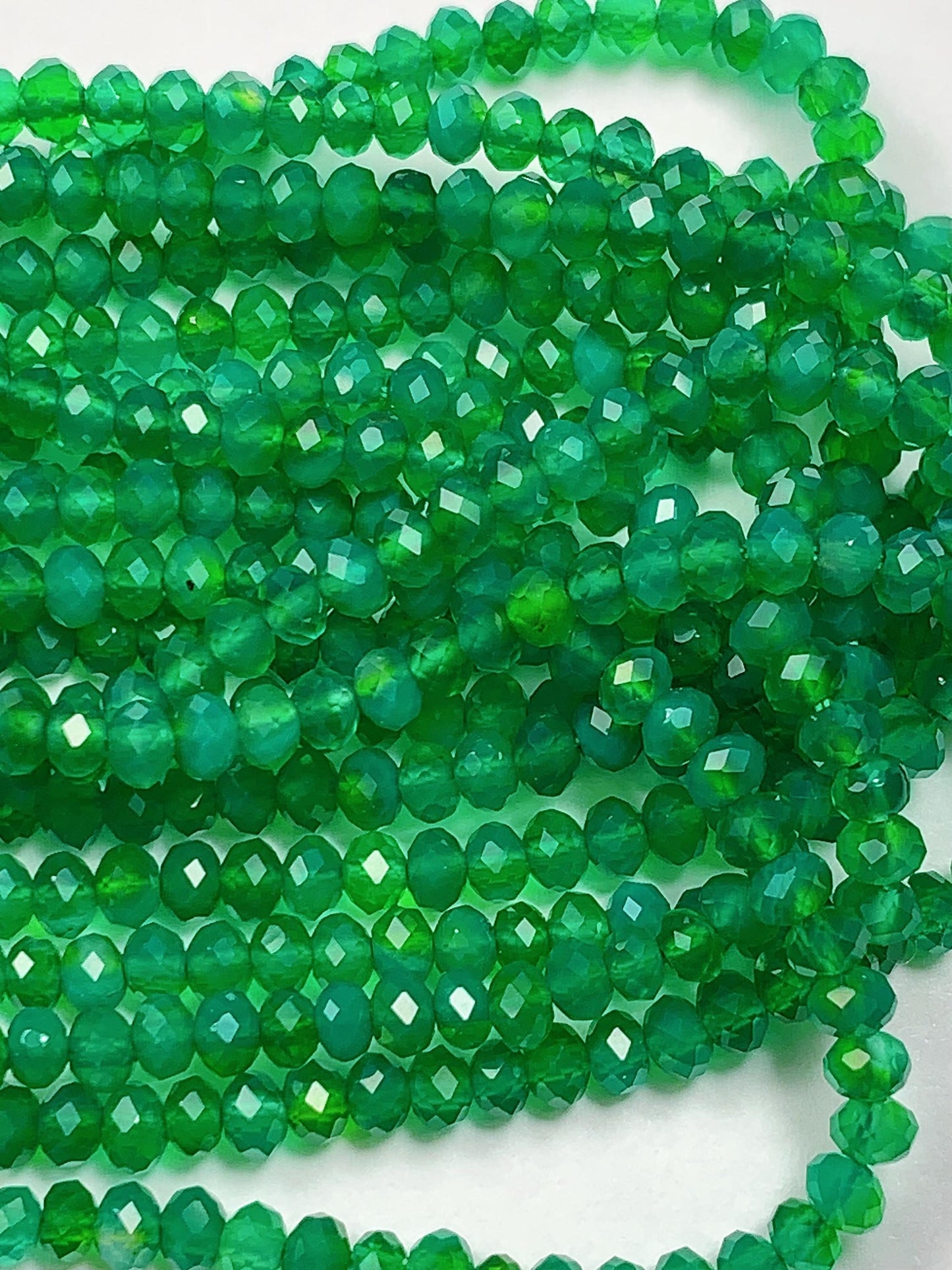 Genuine Natural Green Agate Faceted Rondelle Beads 15.5" Strand