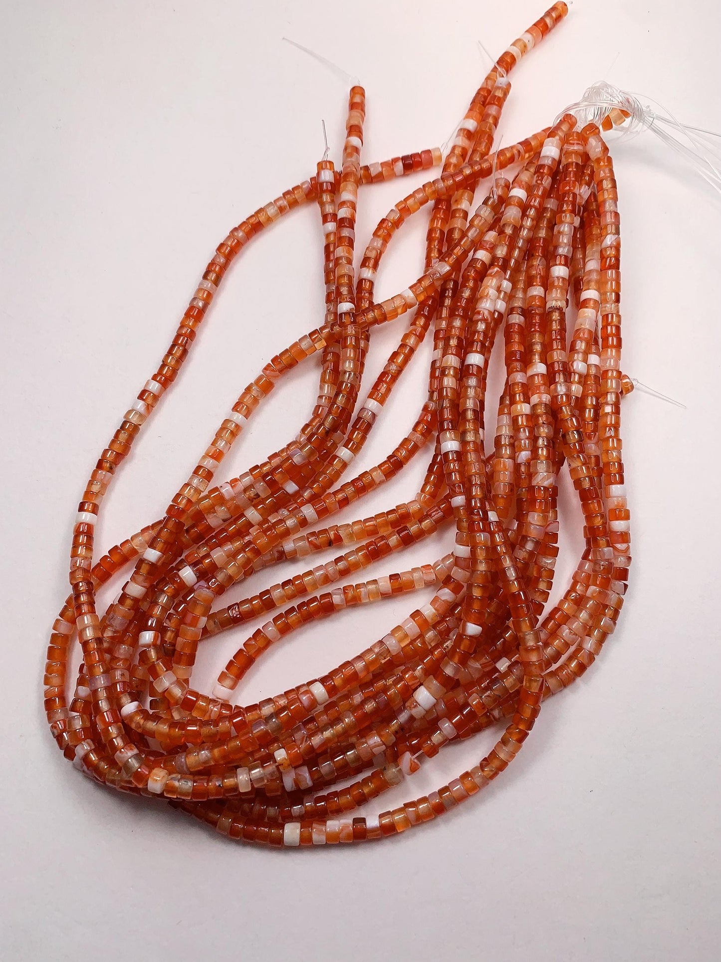 2x4mm Red Agate Heishi Disc Beads 15" Strand