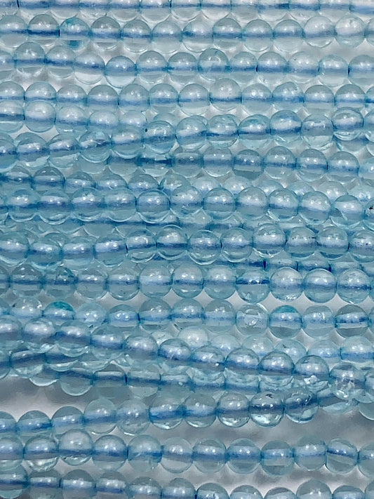 AAA Natural Transparent Sky Blue Topaz Smooth Round Beads 15.5" Strand Gemstone