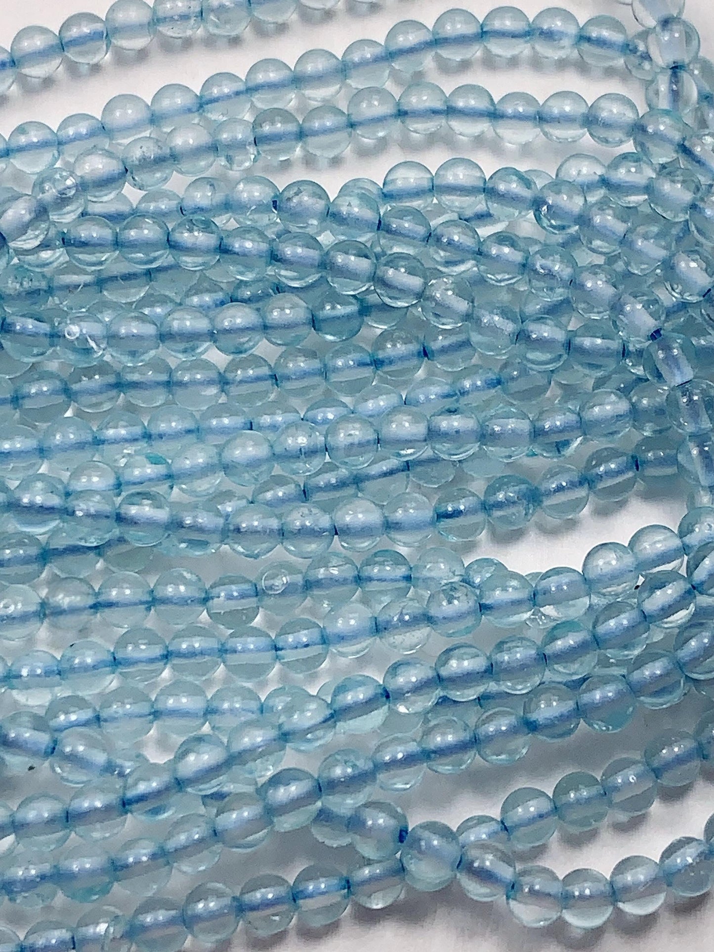 AAA Natural Transparent Sky Blue Topaz Smooth Round Beads 15.5" Strand Gemstone