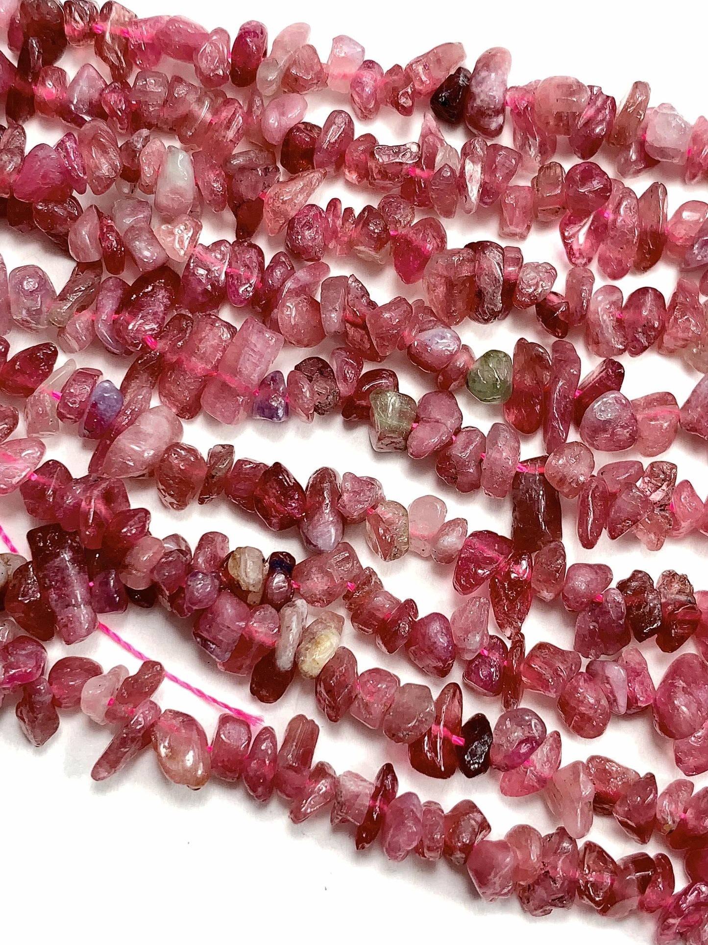 3-8mm  Natural Genuine Pink Tourmaline  Nugget Pebble Irregular Shaped Chip Beads 15.5