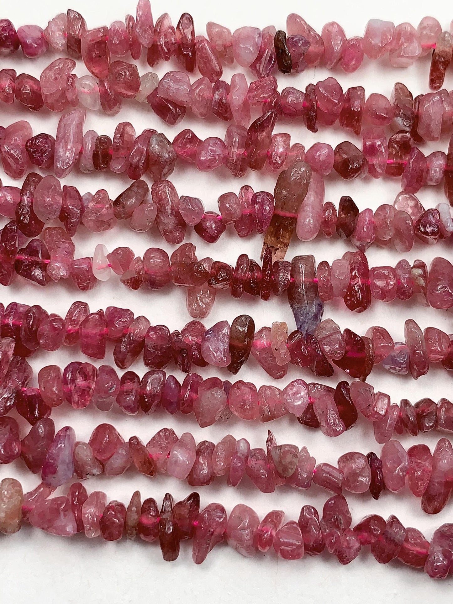 3-8mm  Natural Genuine Pink Tourmaline  Nugget Pebble Irregular Shaped Chip Beads 15.5