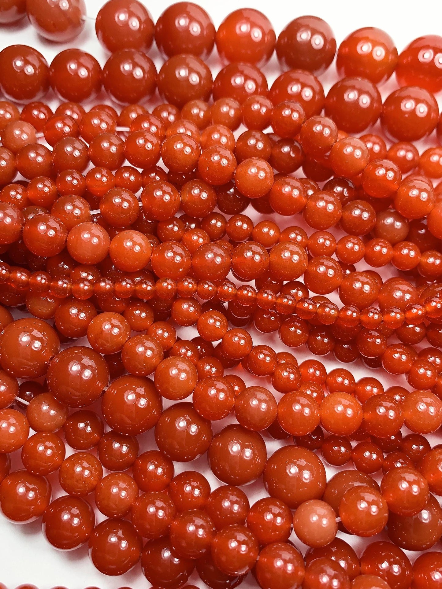 Red Agate Smooth Round Beads: Grade AAA Genuine Gemstone Strand