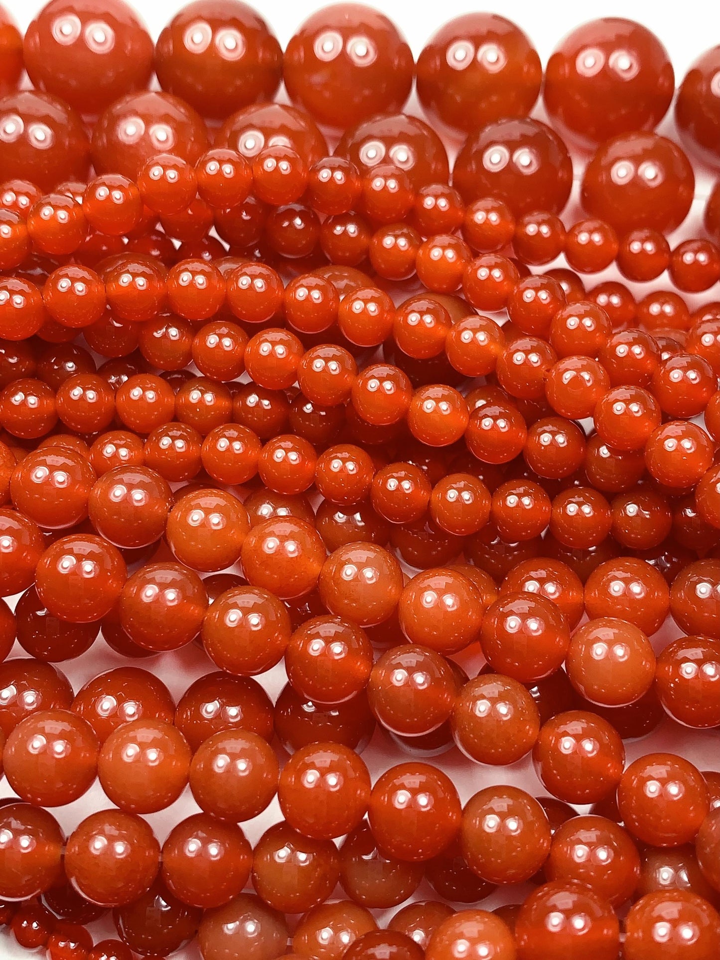 Red Agate Smooth Round Beads: Grade AAA Genuine Gemstone Strand