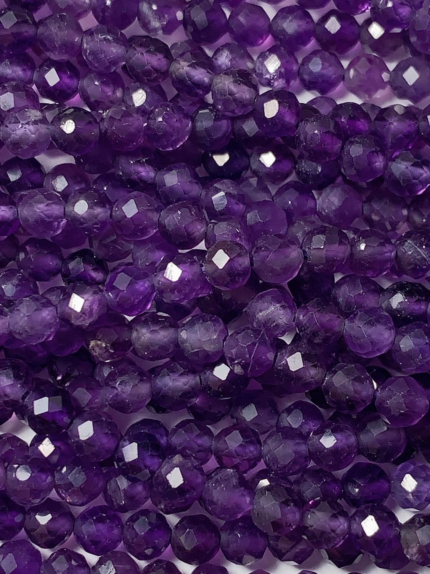 AAA Deep Purple Amethyst Faceted Round Beads: Natural Gemstone Strand