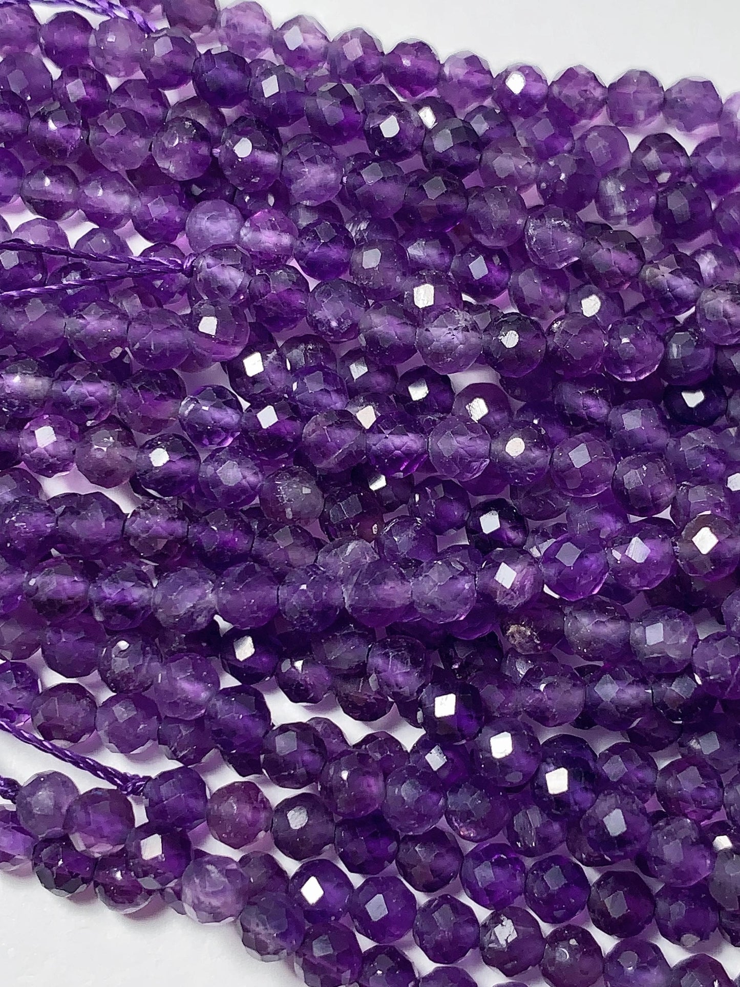 AAA Deep Purple Amethyst Faceted Round Beads: Natural Gemstone Strand
