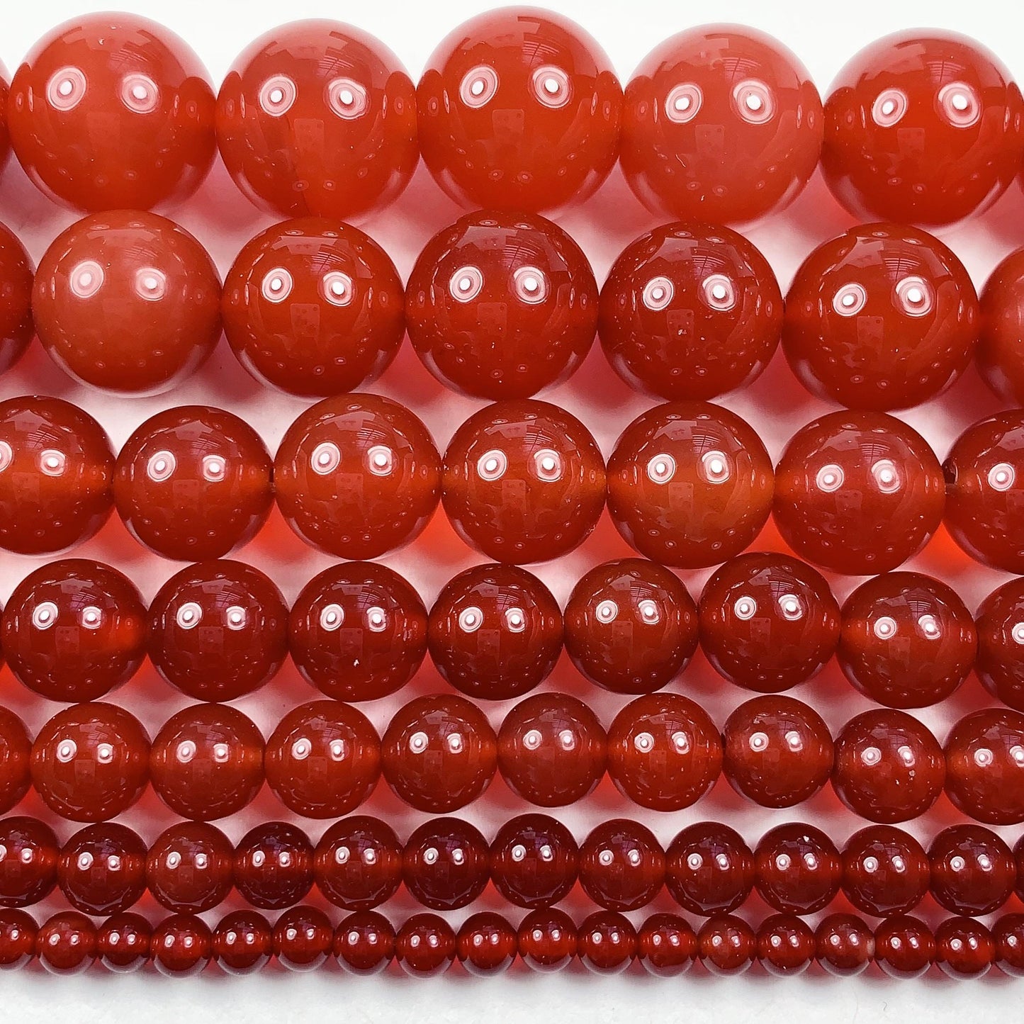 Deep Red Agate Smooth Round Beads: Natural Gemstone Strand