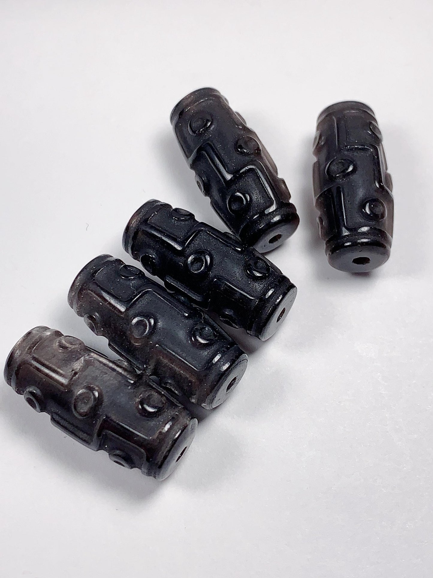 23mm Good Detail Carved  Natural Black Silver Obsidian DZI DZ beads Loose Gems Gemstone