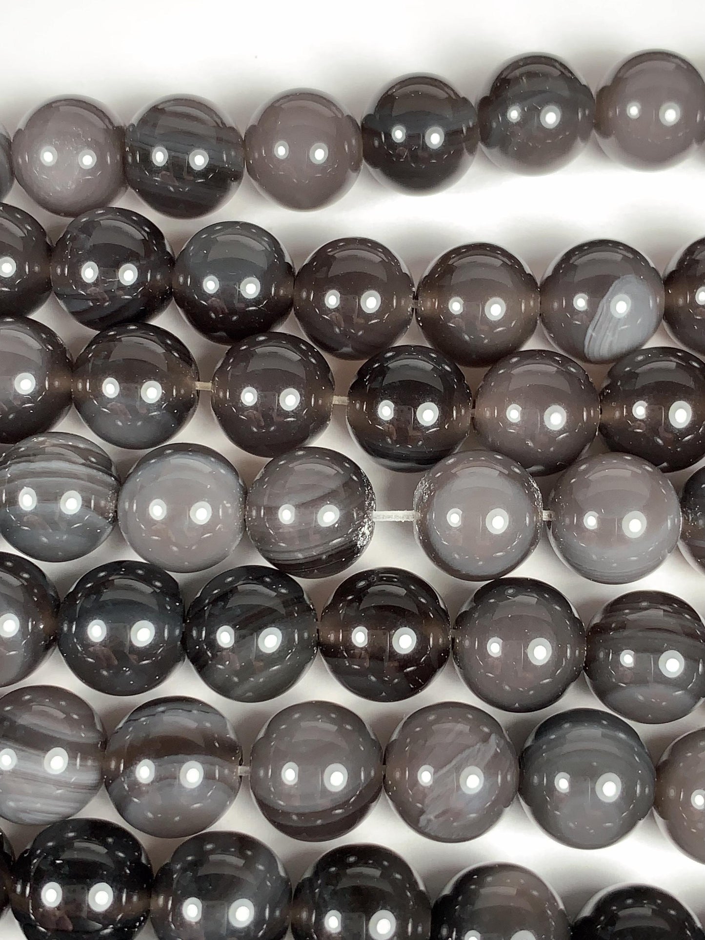 AAA Natural Stripe Rainbow Ice Obsidian Smooth Round Beads Strand 15.5" Gemstone