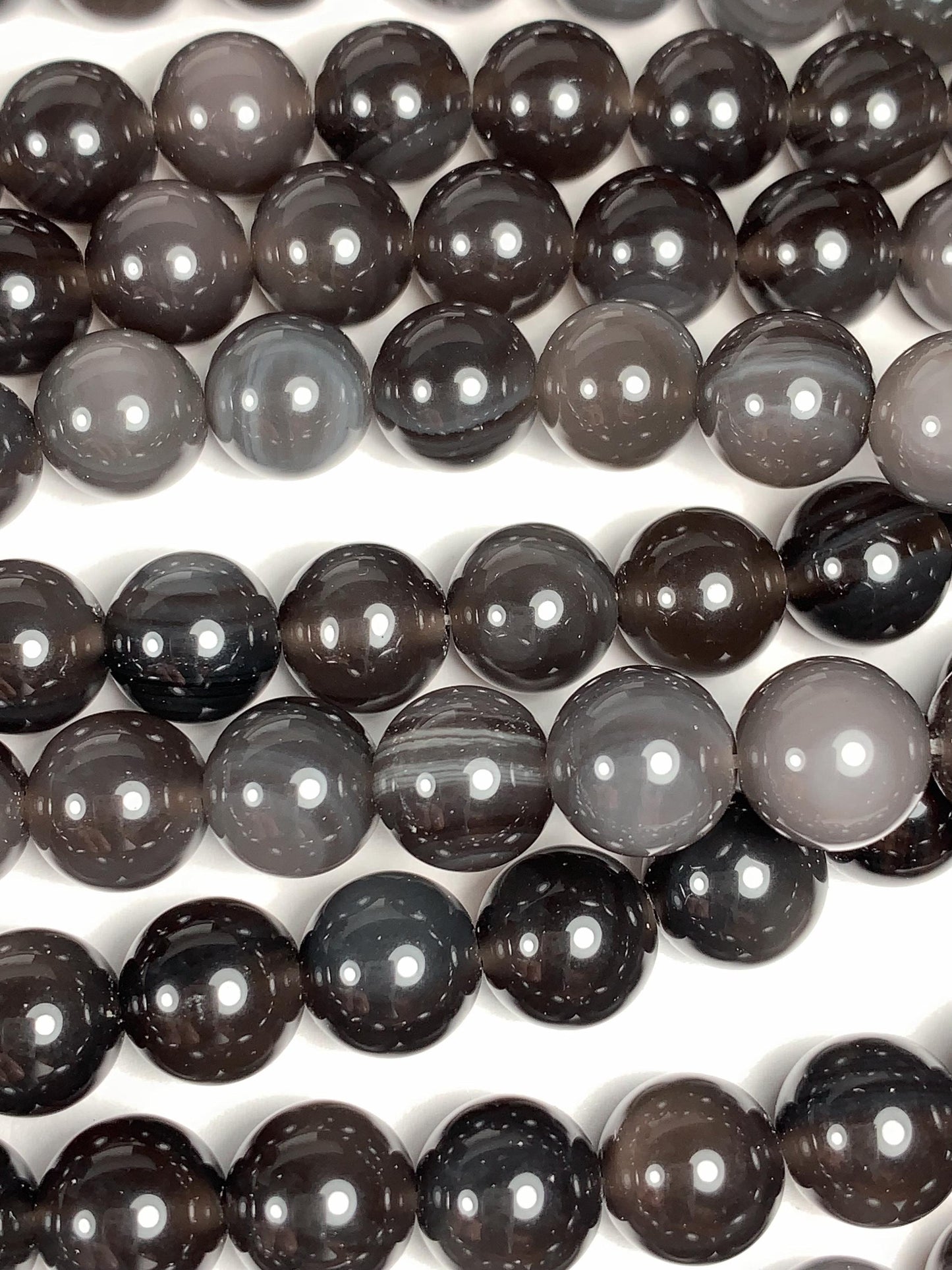 AAA Natural Stripe Rainbow Ice Obsidian Smooth Round Beads Strand 15.5" Gemstone