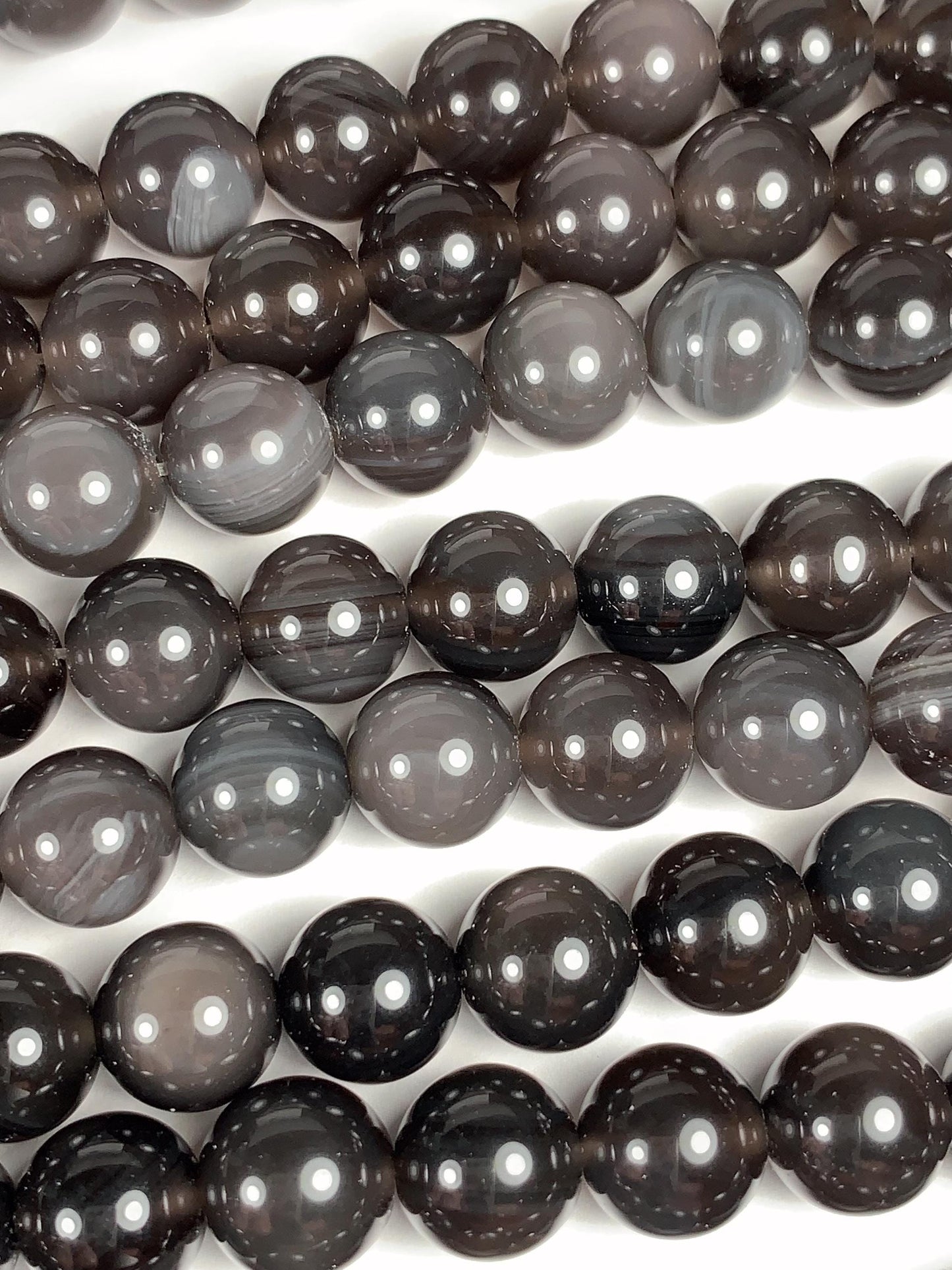 AAA Natural Stripe Rainbow Ice Obsidian Smooth Round Beads Strand 15.5" Gemstone