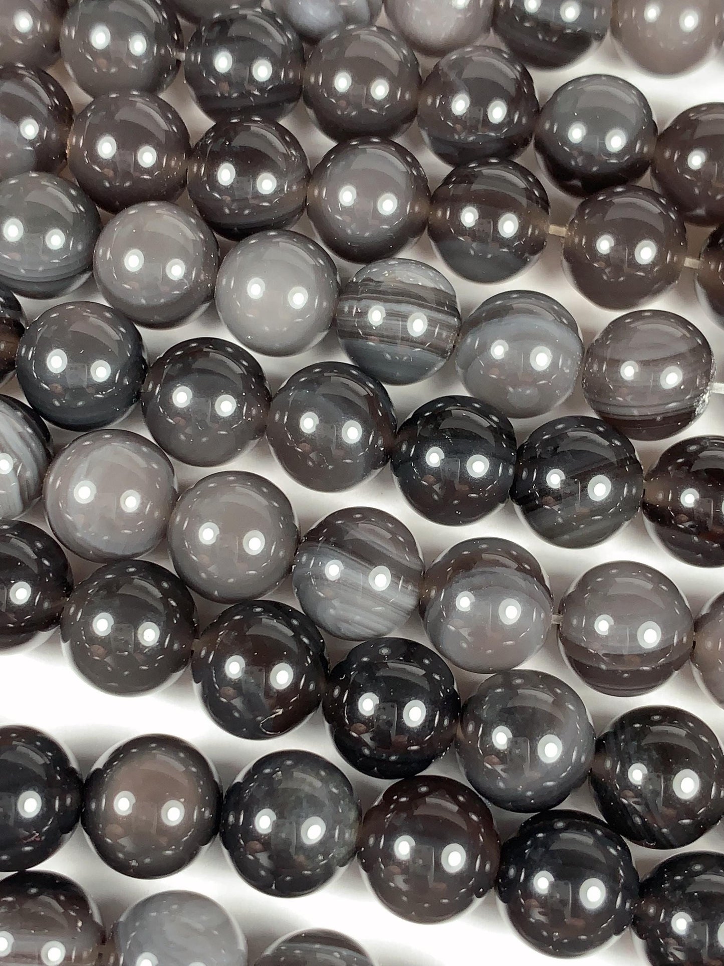 AAA Natural Stripe Rainbow Ice Obsidian Smooth Round Beads Strand 15.5" Gemstone