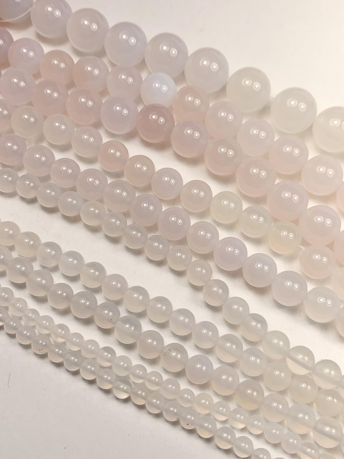 AAA Natural Translucent White Agate Smooth Round Beads: 15.5" Gemstone Strand