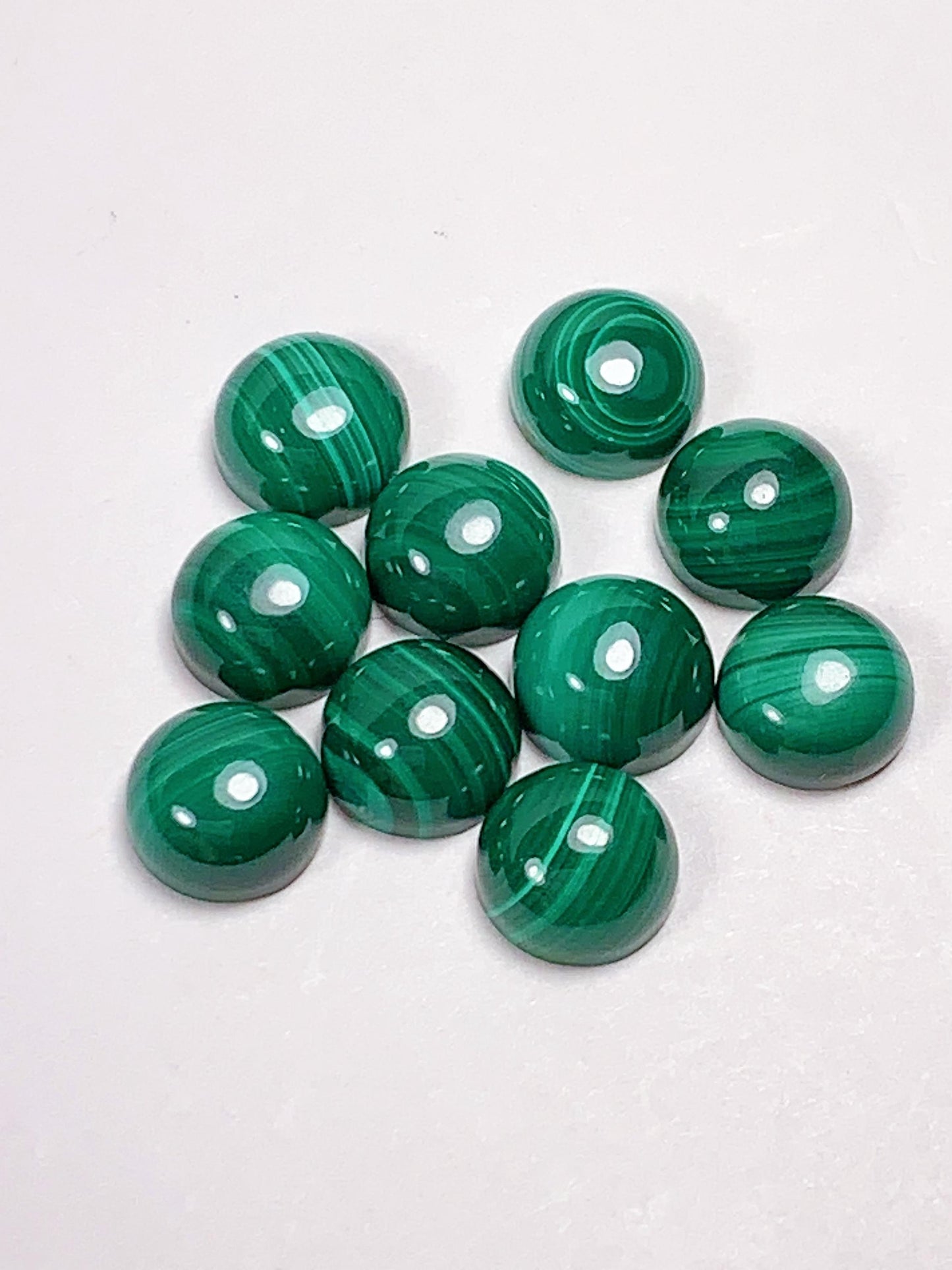 6mm AAA Grade Natural Green Malachite Gemstone: Half Round Cut