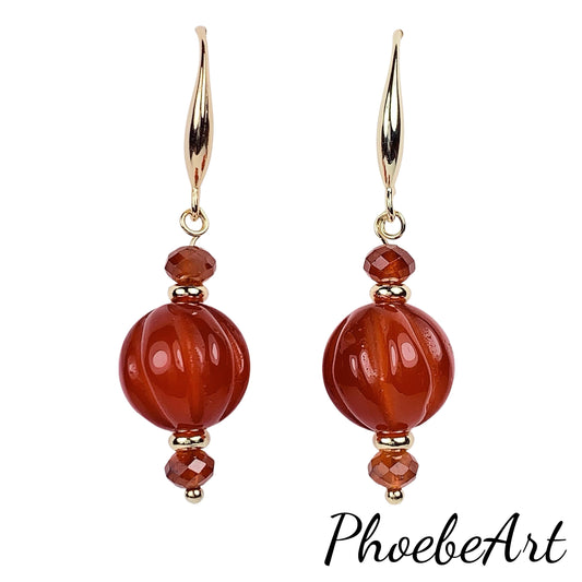 Agate and Garnet 14K Gold Filled Earrings: January Birthstone