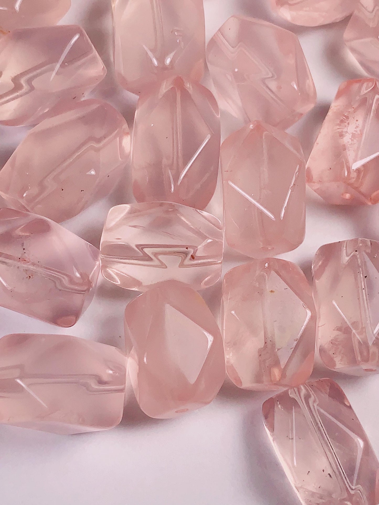Peach Pink Rose Quartz Beads: Madagascar Gemstone, Free-Form Cut