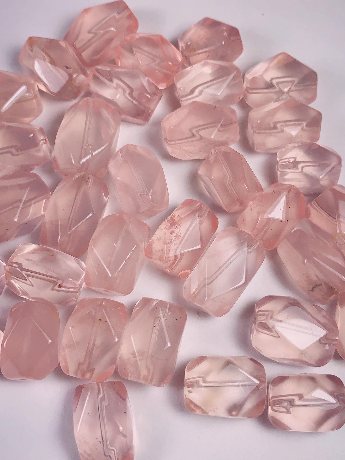 Peach Pink Rose Quartz Beads: Madagascar Gemstone, Free-Form Cut