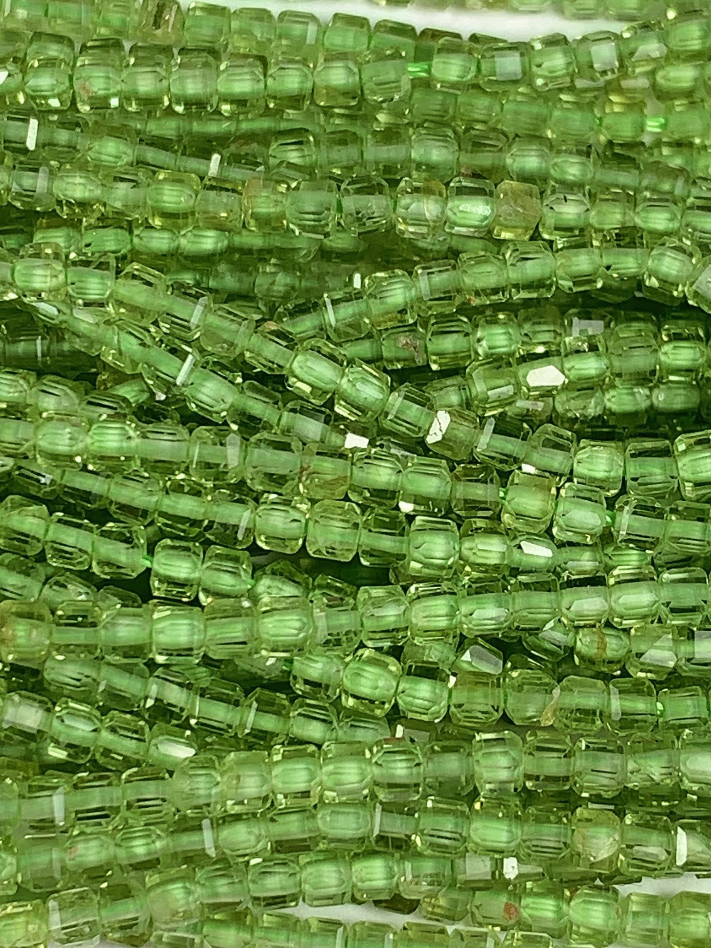 AAA Natural Green Peridot Faceted Cube Square Beads Strand 15.5" Gemstone 2mm 3mm
