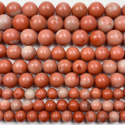 Natural Peach Pink Jasper Smooth Round Beads 15.5" Strand  6mm 8mm 10mm