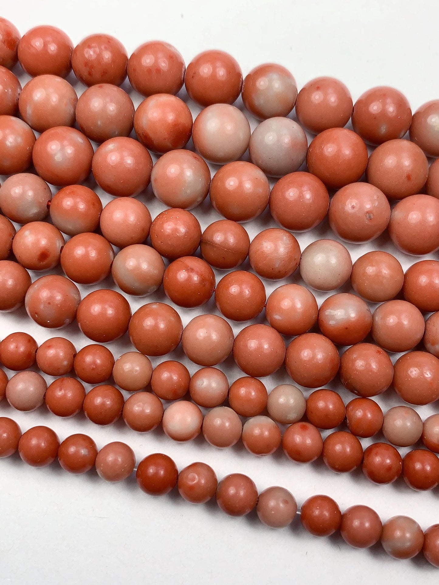 Natural Peach Pink Jasper Smooth Round Beads 15.5" Strand  6mm 8mm 10mm