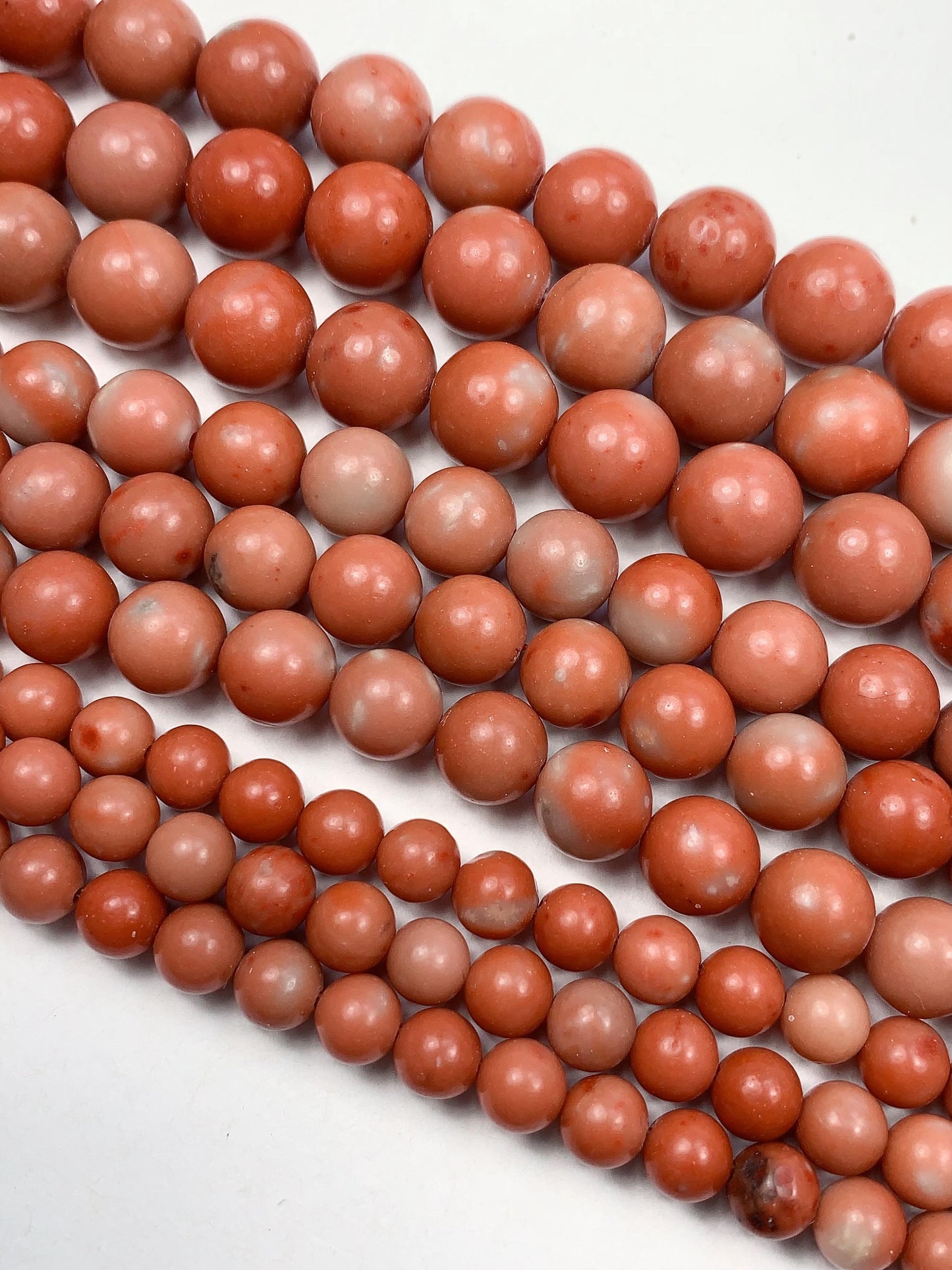 Natural Peach Pink Jasper Smooth Round Beads 15.5" Strand  6mm 8mm 10mm