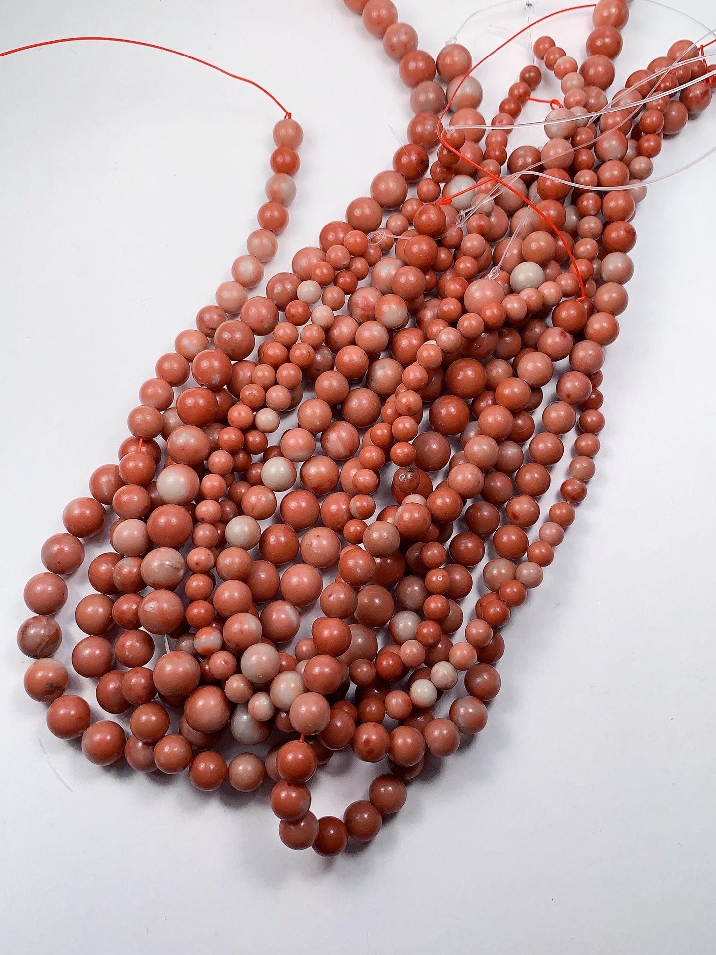 Natural Peach Pink Jasper Smooth Round Beads 15.5" Strand  6mm 8mm 10mm