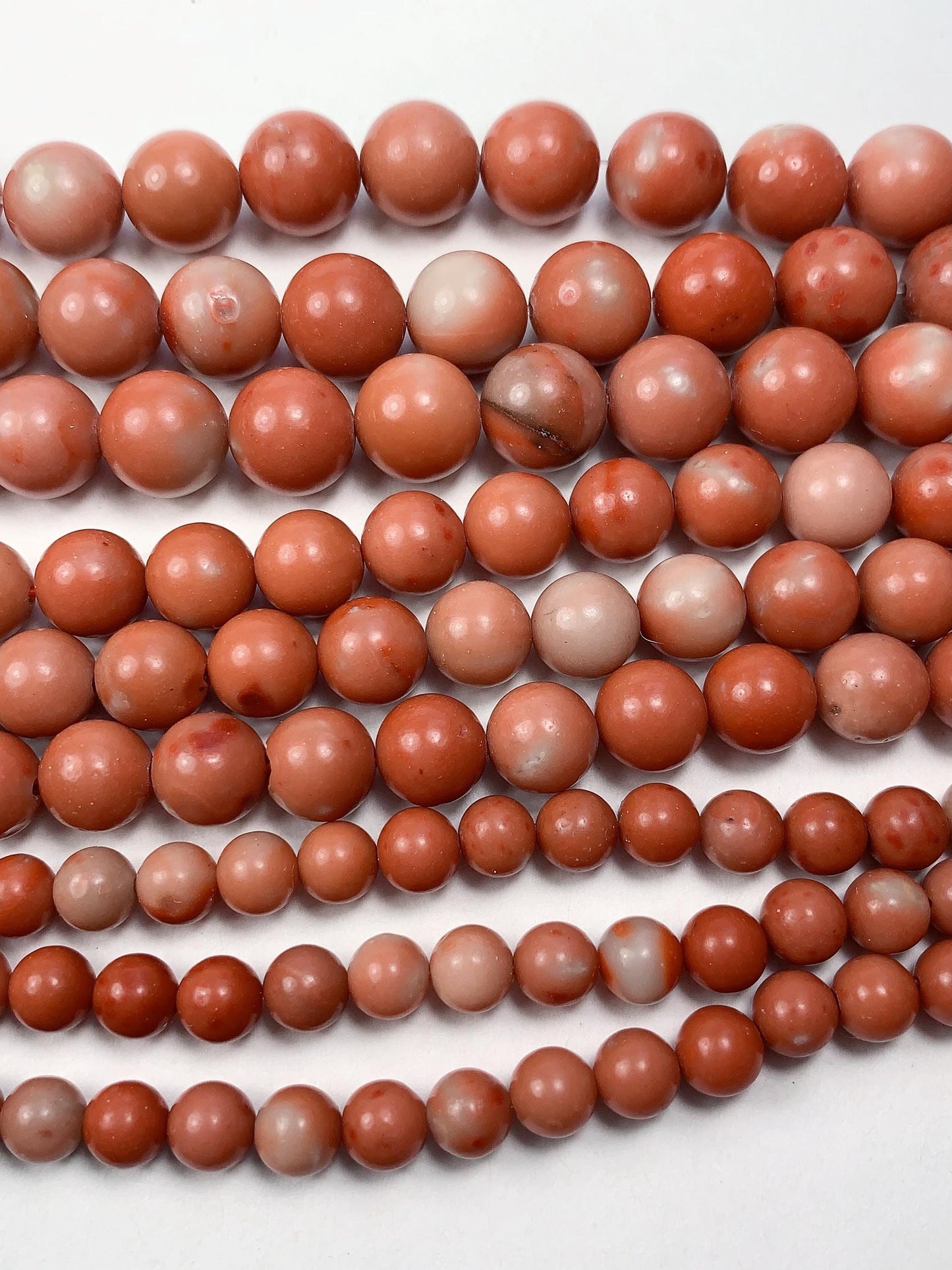 Natural Peach Pink Jasper Smooth Round Beads 15.5" Strand  6mm 8mm 10mm
