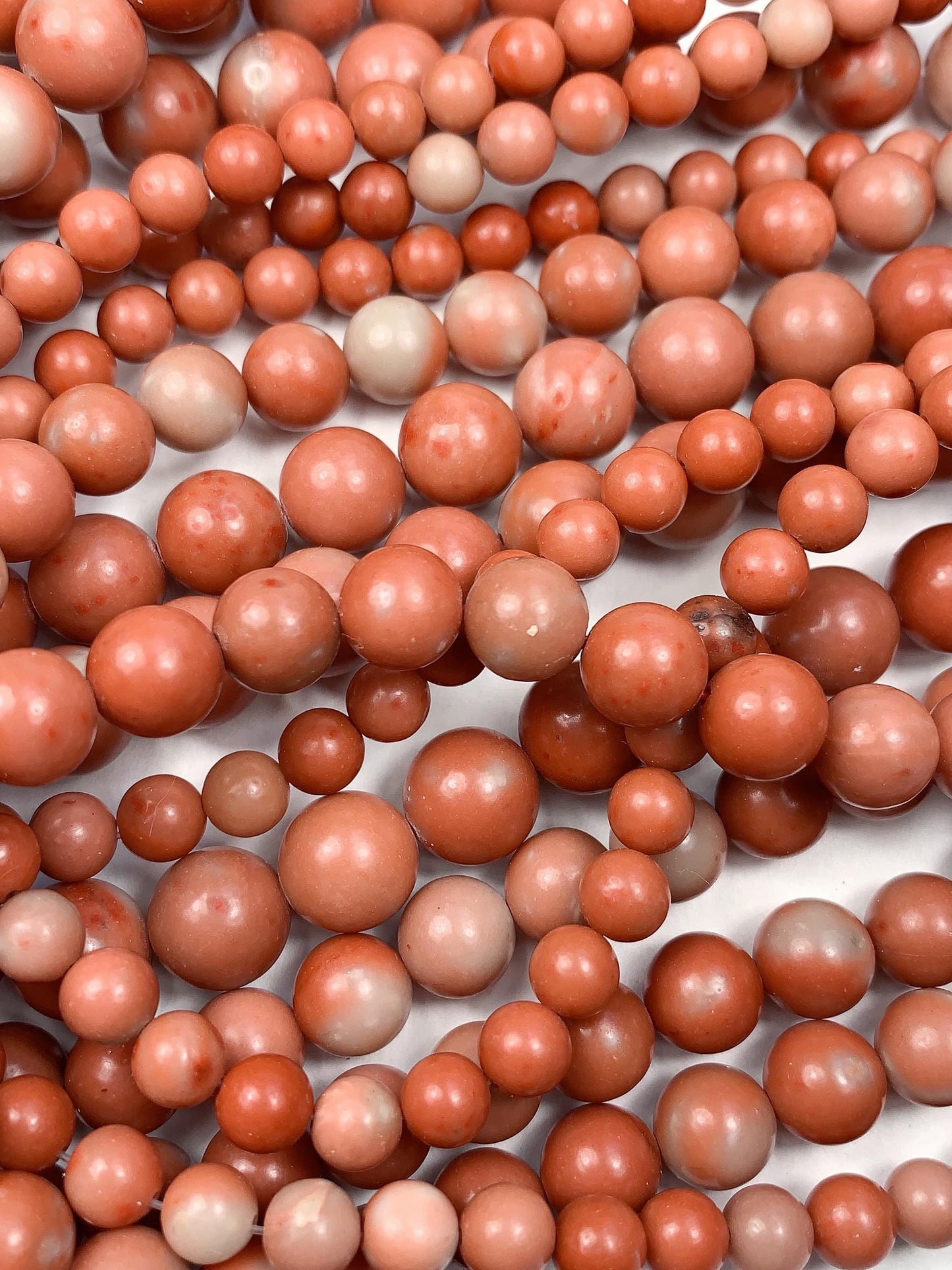 Natural Peach Pink Jasper Smooth Round Beads 15.5" Strand  6mm 8mm 10mm