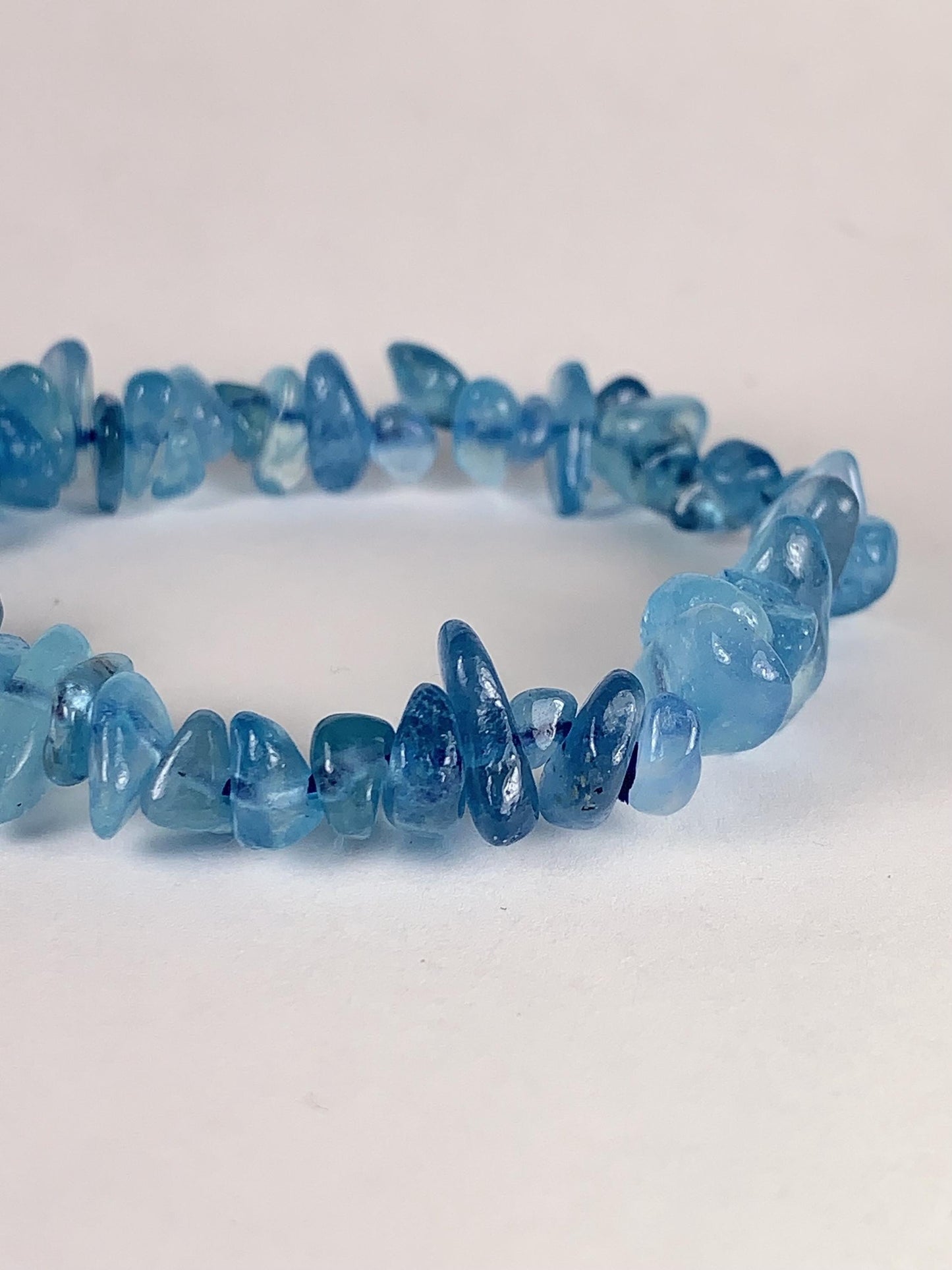 Natural Aquamarine Chip Bracelet: Deep Blue Gemstone, Freeform Beads