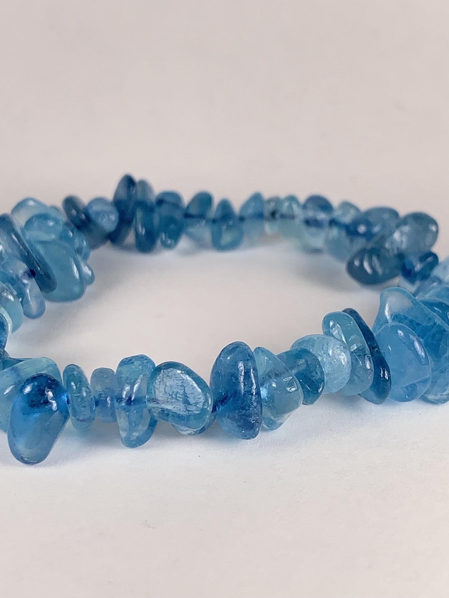 Natural Aquamarine Chip Bracelet: Deep Blue Gemstone, Freeform Beads
