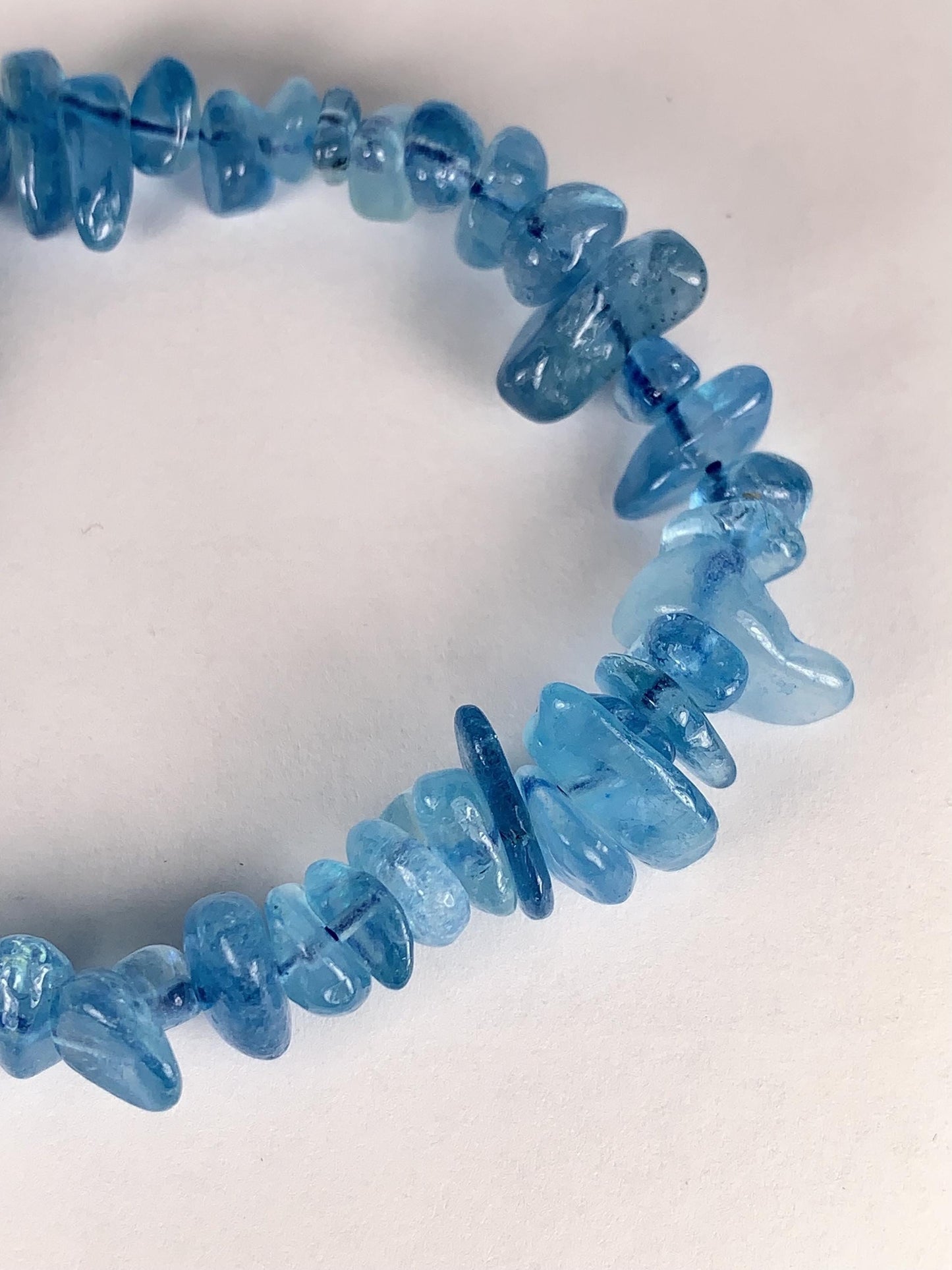 Natural Aquamarine Chip Bracelet: Deep Blue Gemstone, Freeform Beads